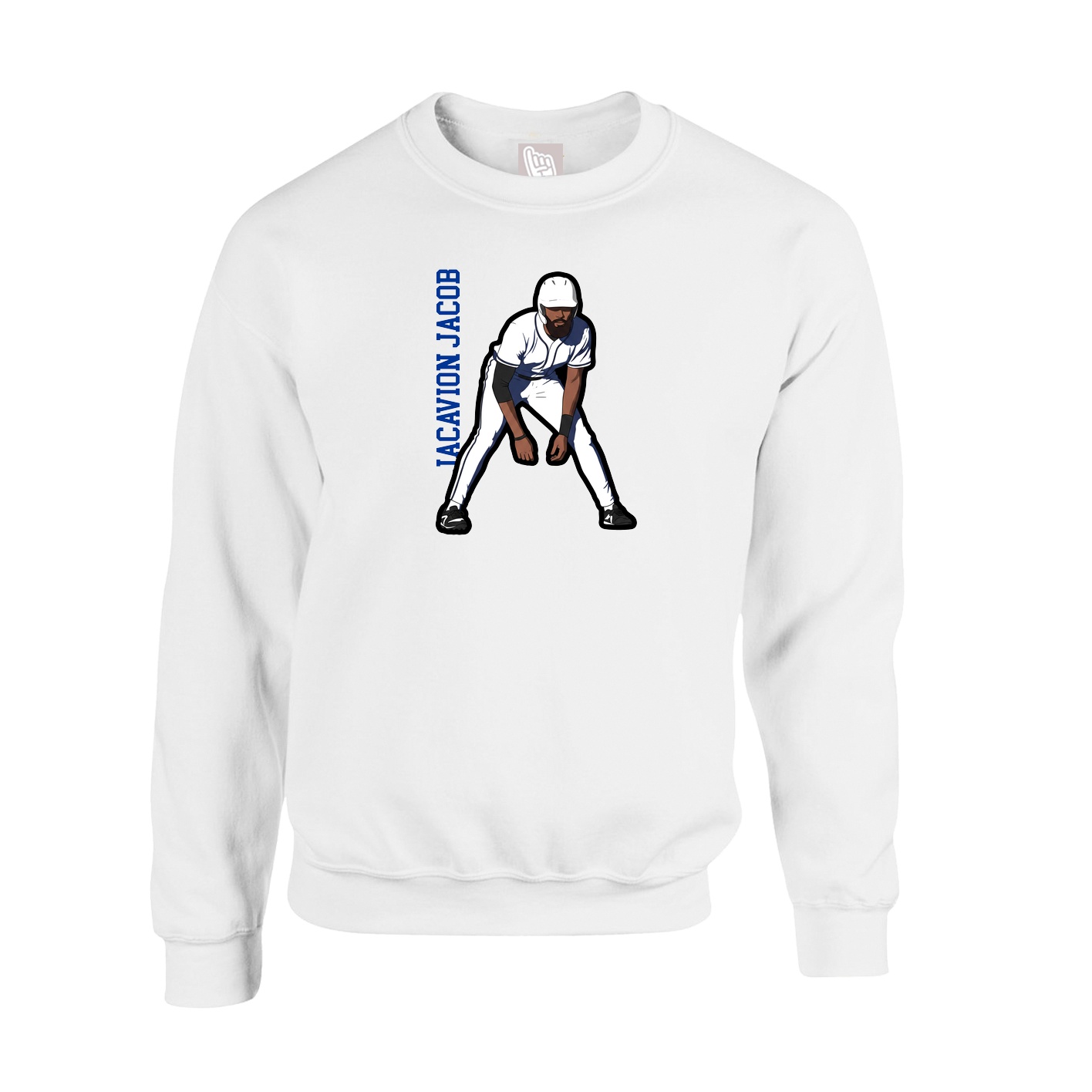 Fleece Crew — Name Vertical in White