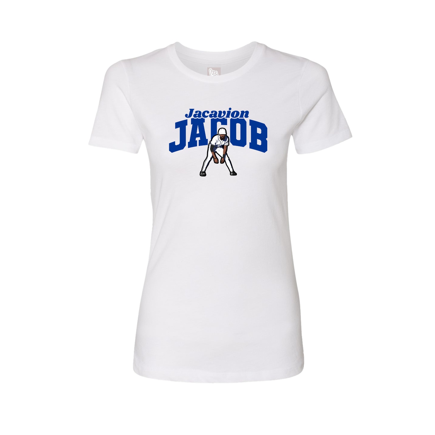 Fitted Women's Tee — Signature Arch in White