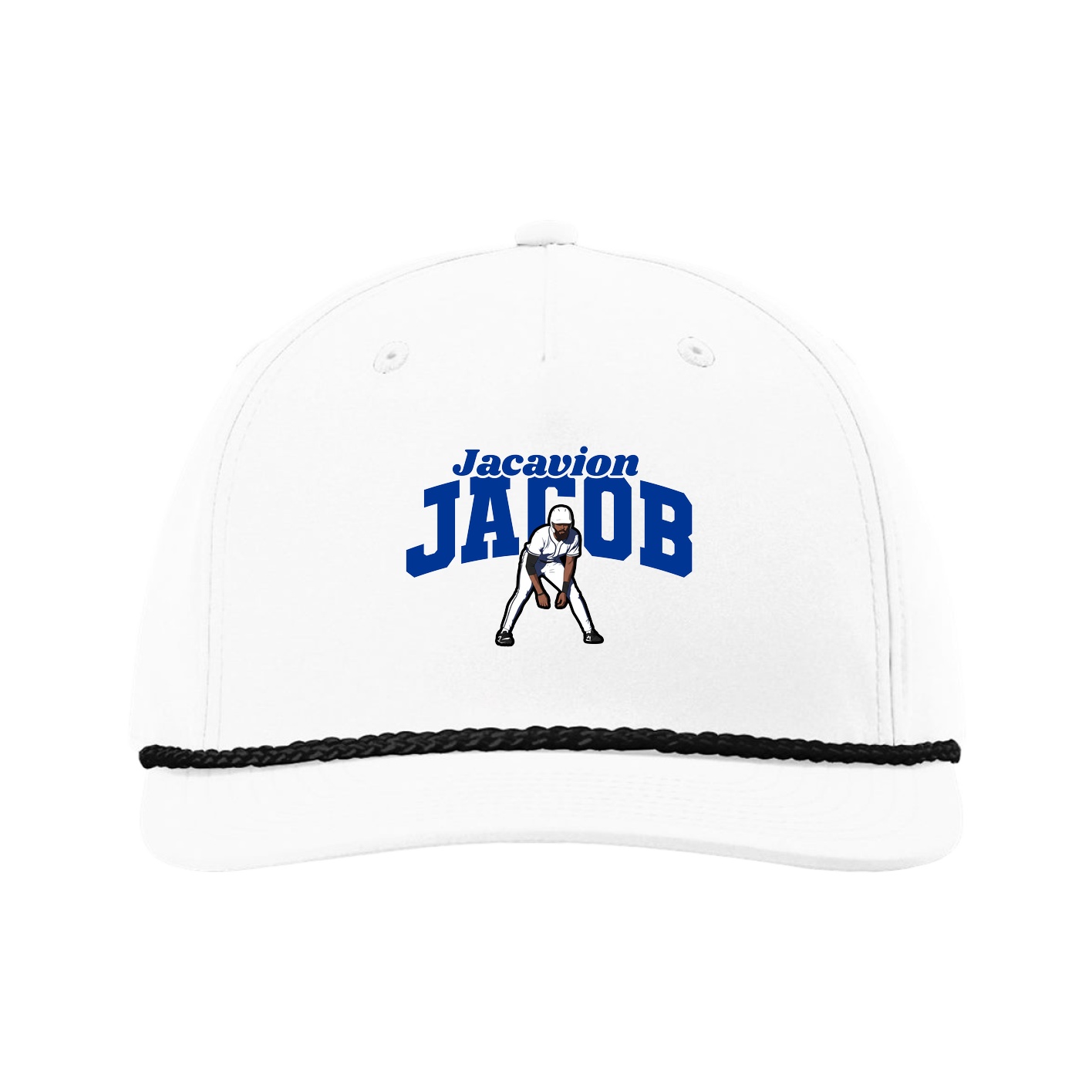 Five-Panel Classic Rope Cap — Signature Arch in White
