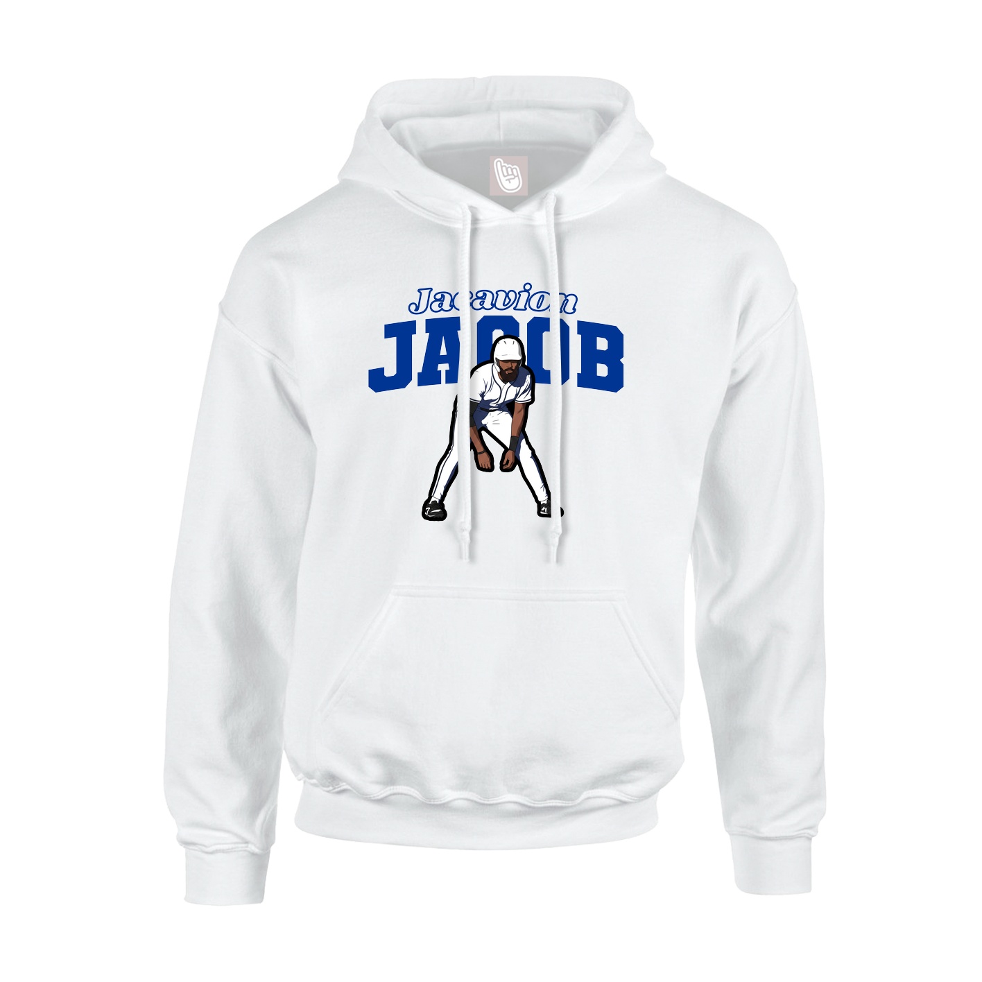Youth Hoodie — Name Arch in White