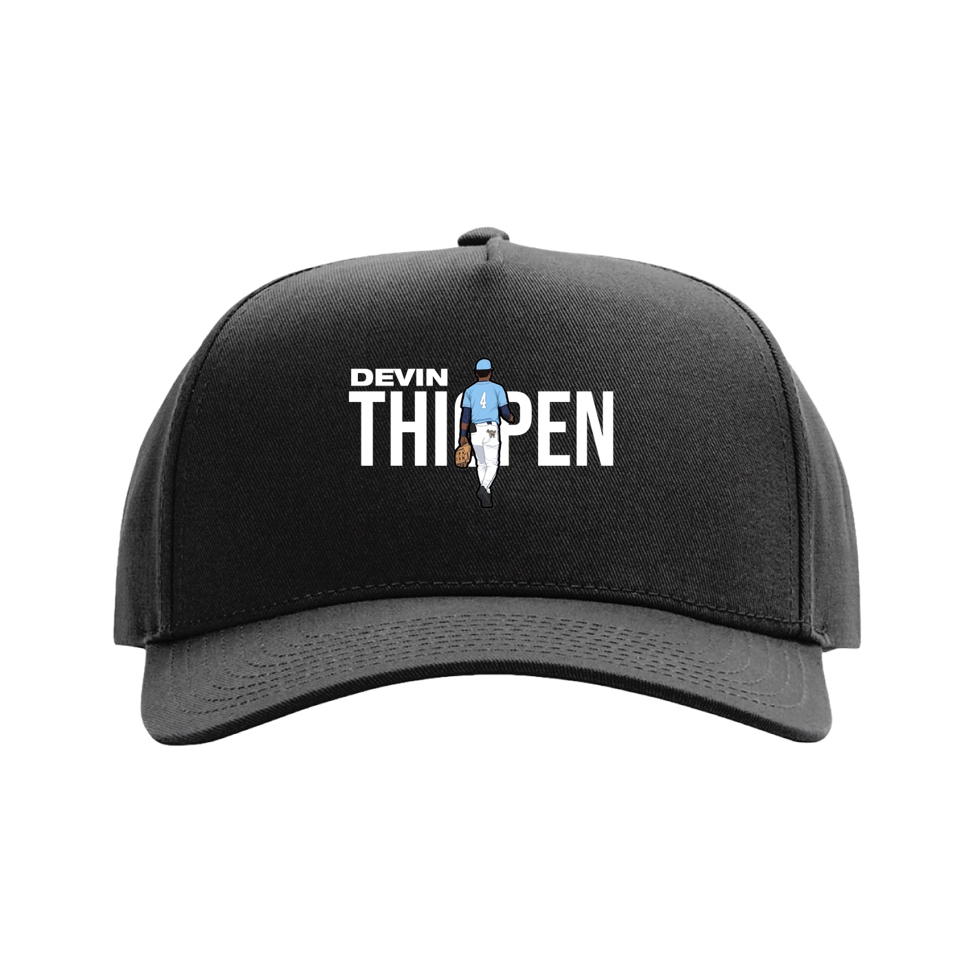 Full Fabric Five-Panel Champ Cap — Player Name in Black