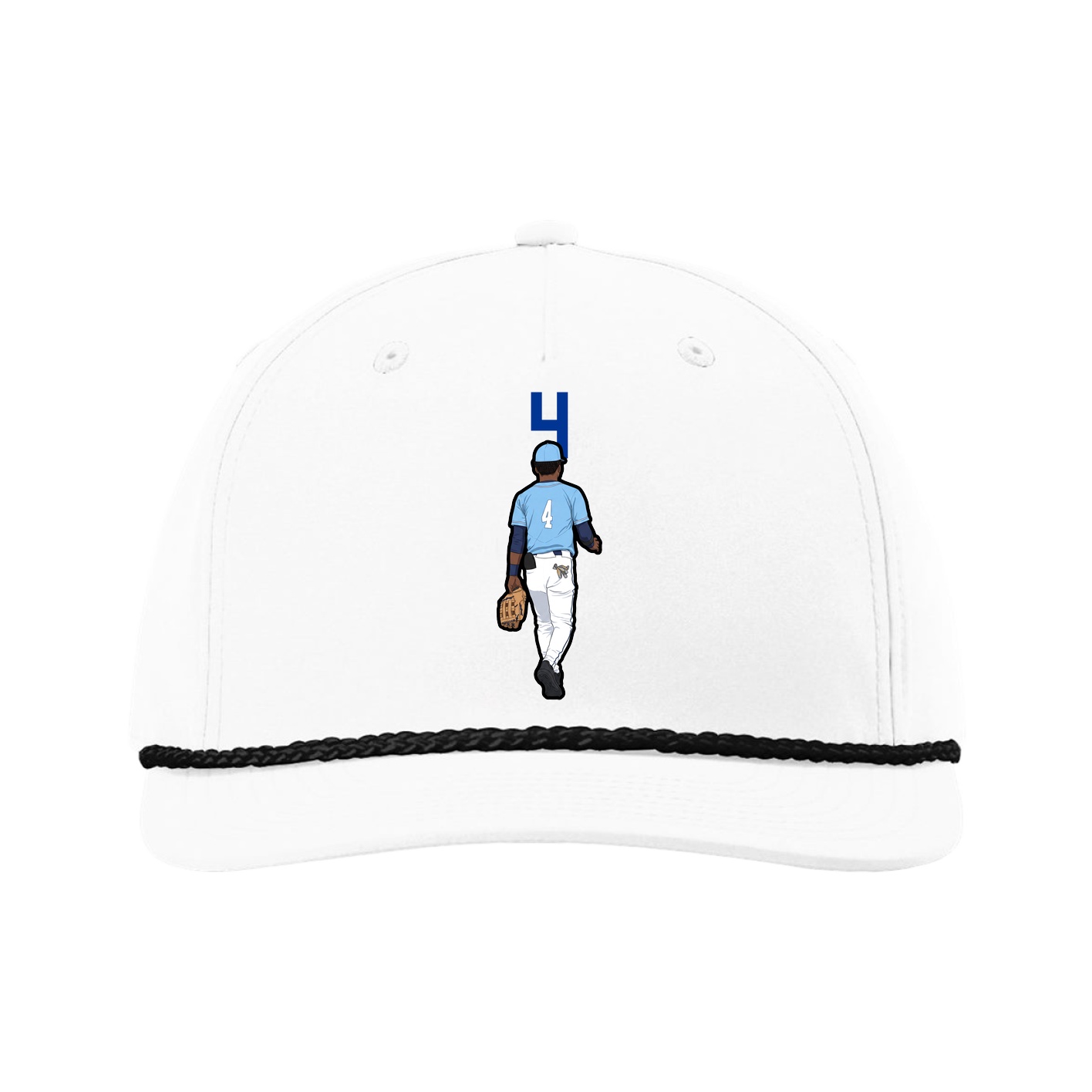 Five-Panel Classic Rope Cap — Number Top in White