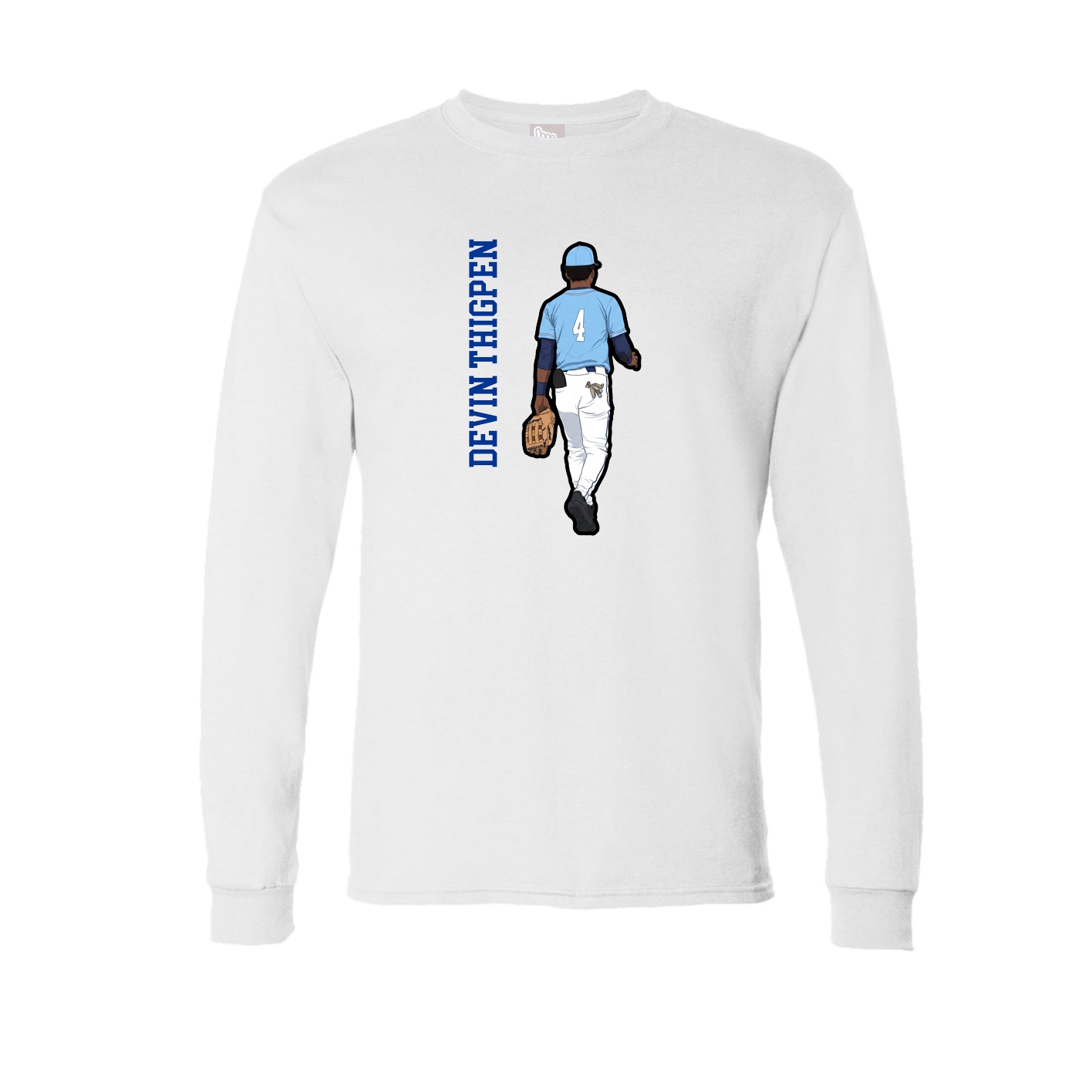 Long Sleeve Tee — Name Vertical in White