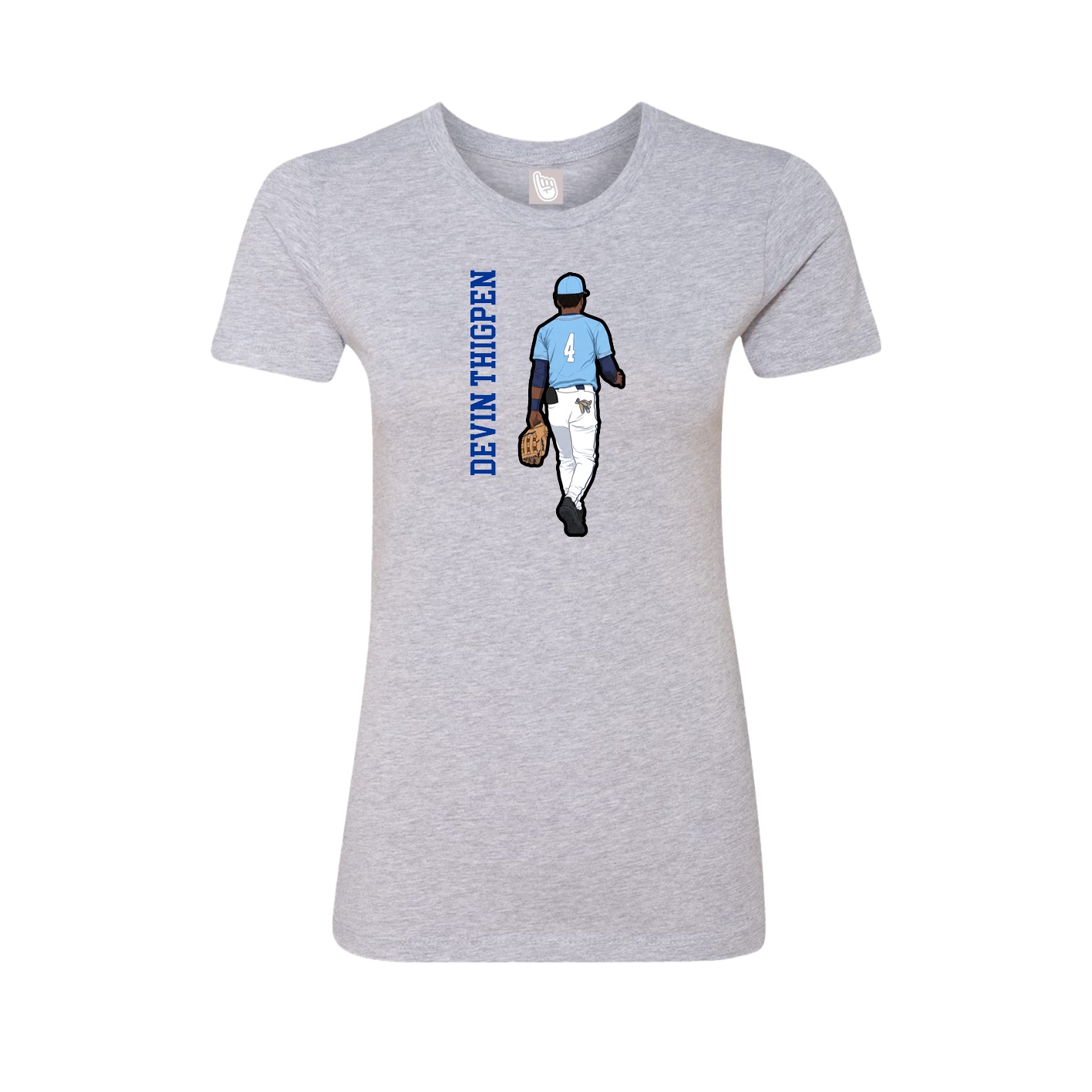 Fitted Women's Tee — Name Vertical in Grey