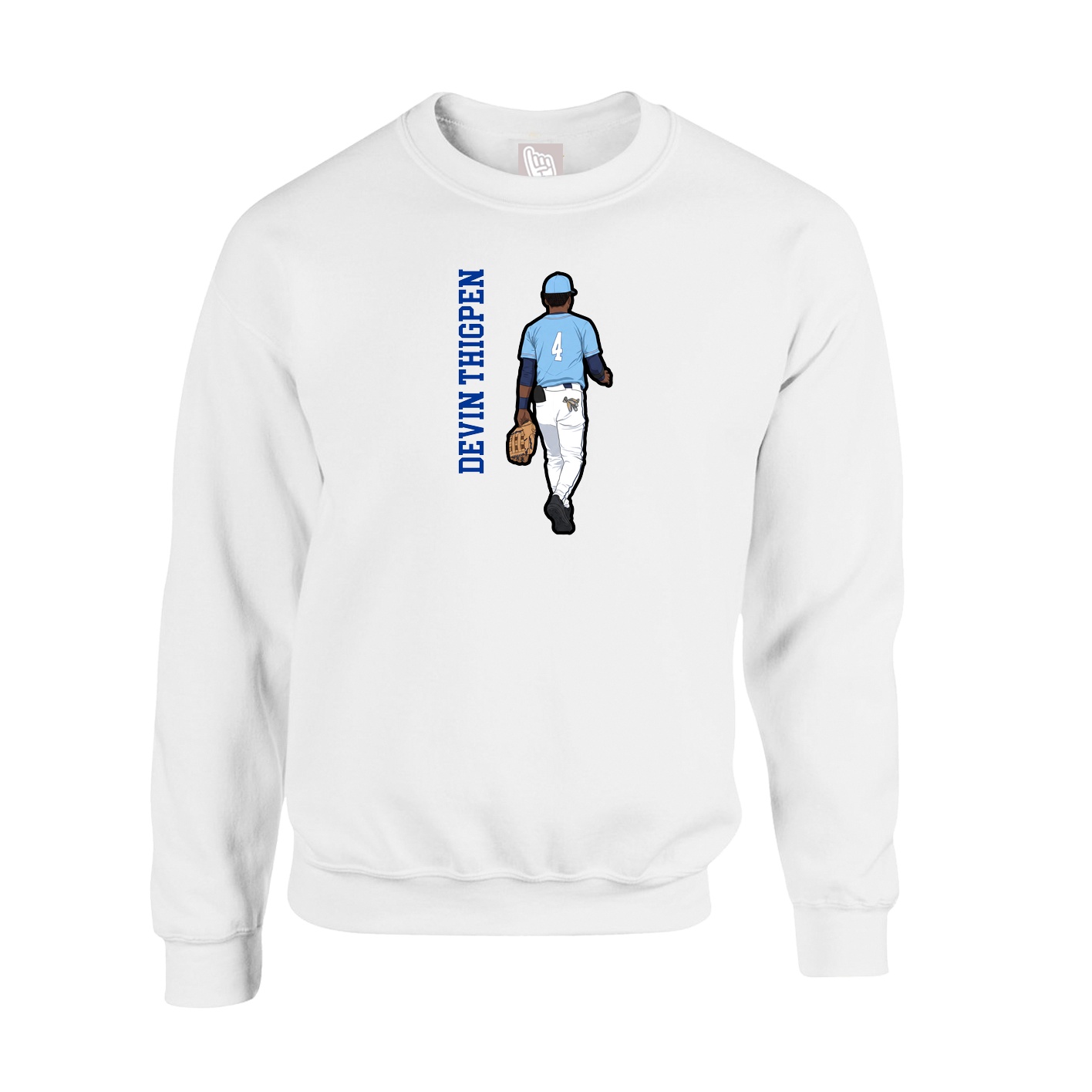 Fleece Crew — Name Vertical in White