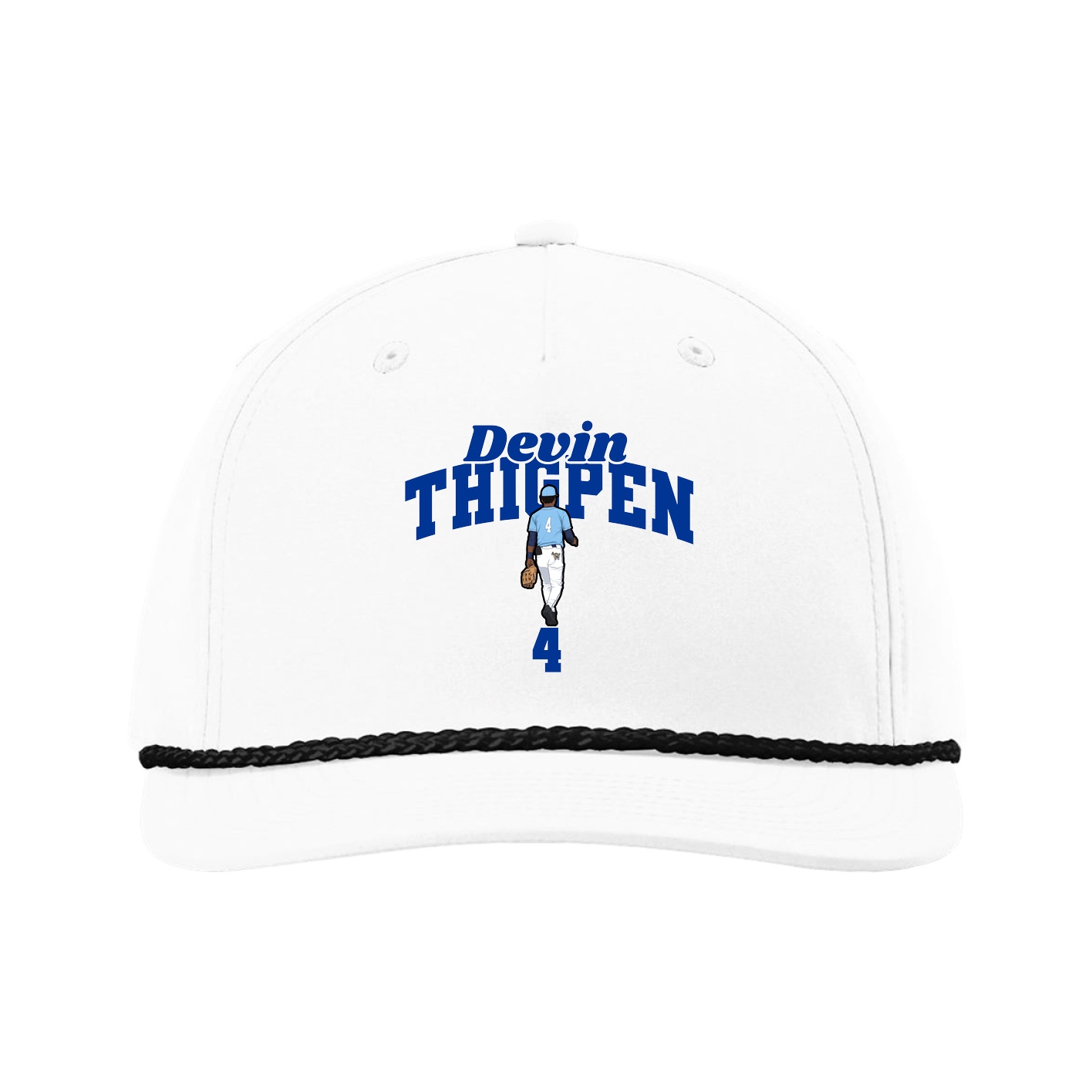 Five-Panel Classic Rope Cap — Signature Arch in White