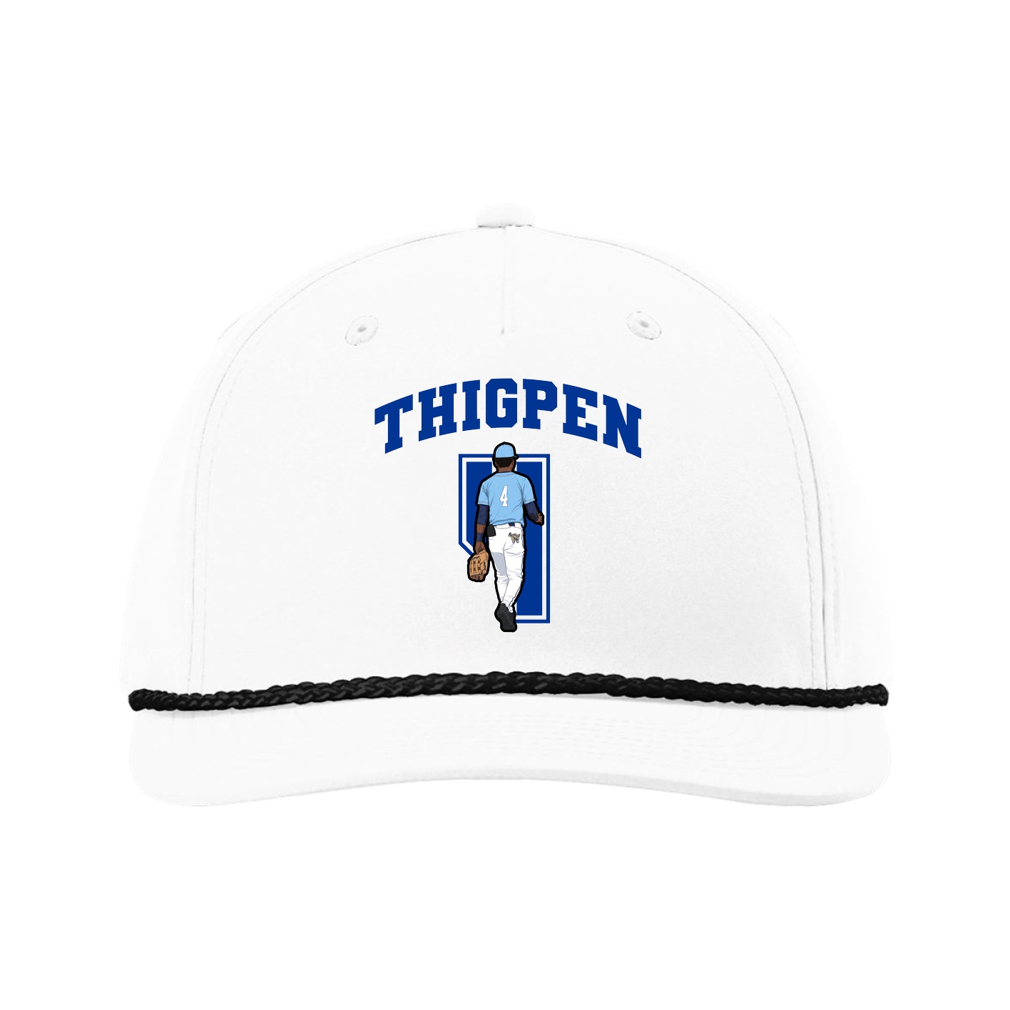 Five-Panel Classic Rope Cap — Number in White
