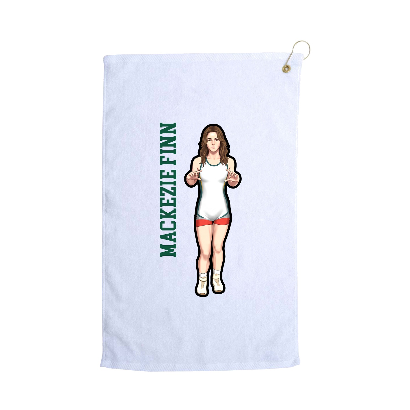 Golf Towel — Name Vertical in White