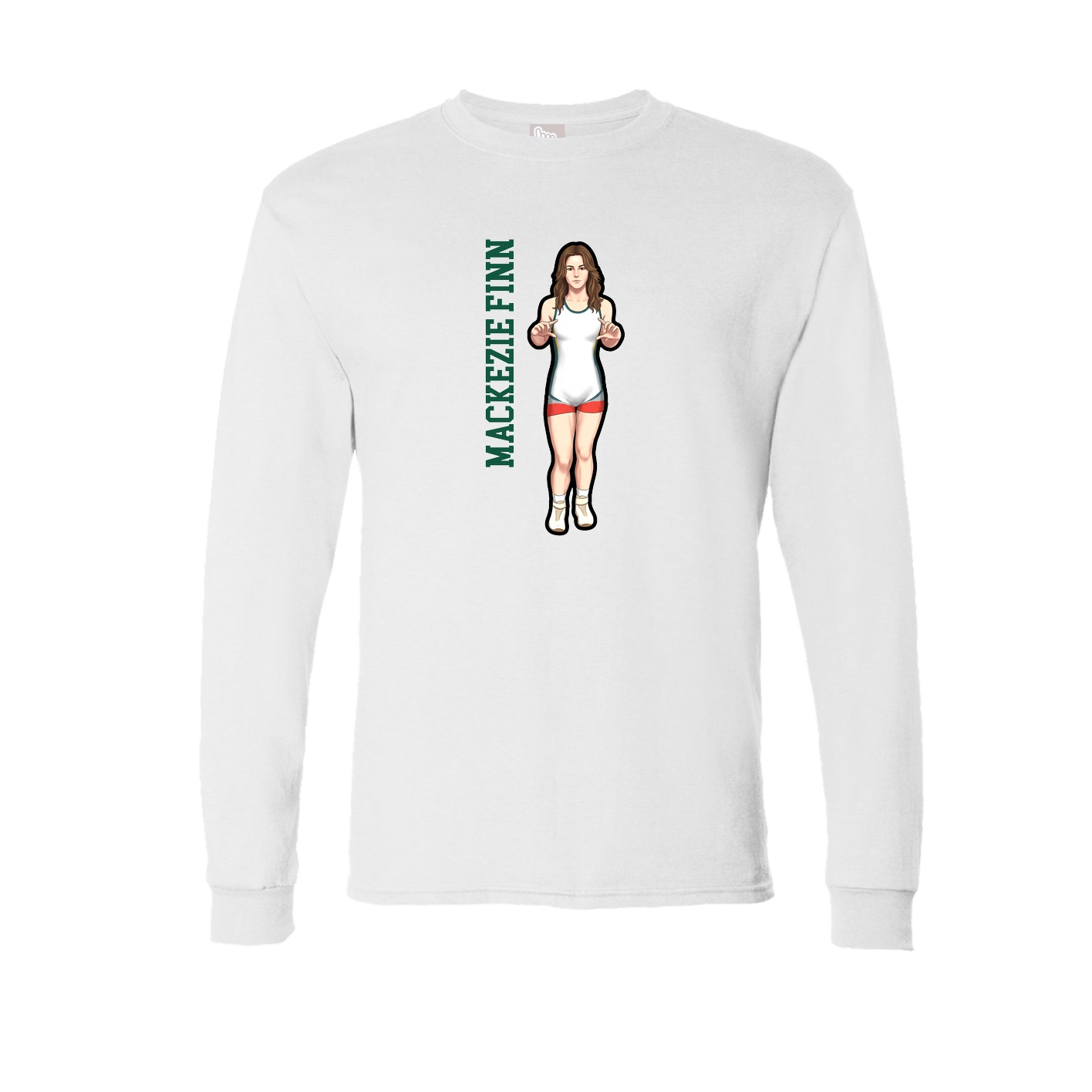 Long Sleeve Tee — Name Vertical in White