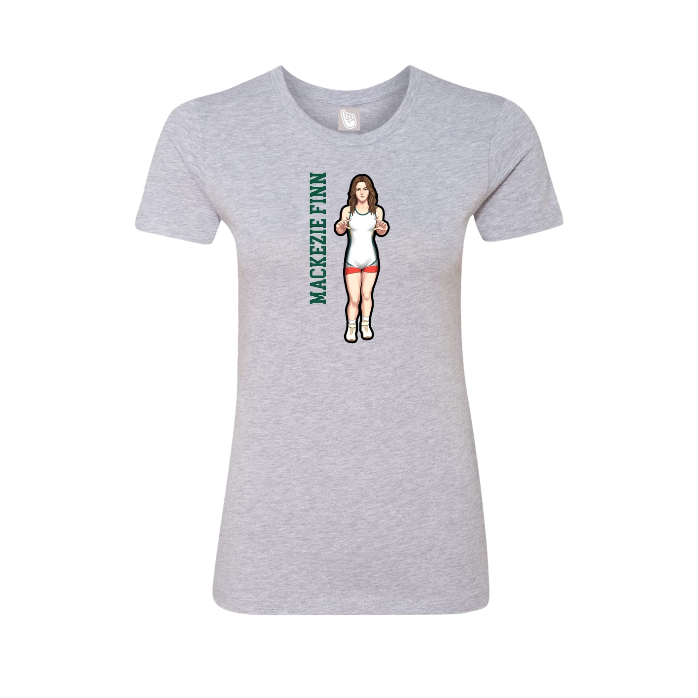 Fitted Women's Tee — Name Vertical in Grey