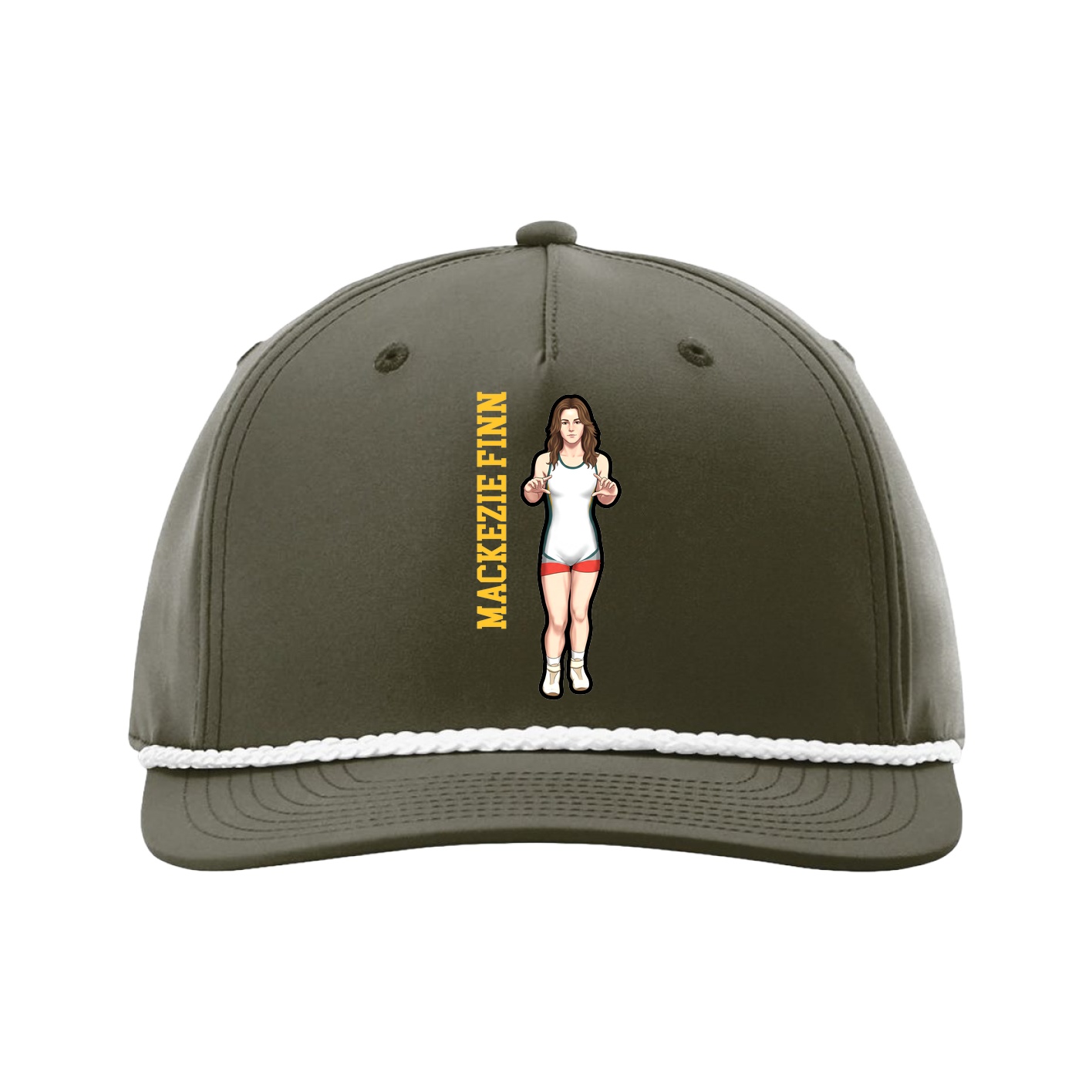 Five-Panel Classic Rope Cap — Name Vertical in Green
