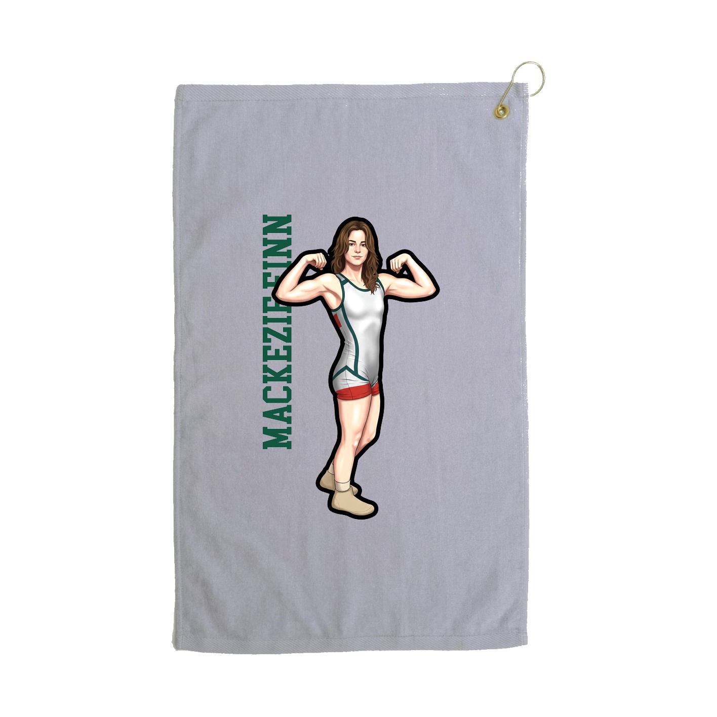 Golf Towel — Name Vertical in Grey