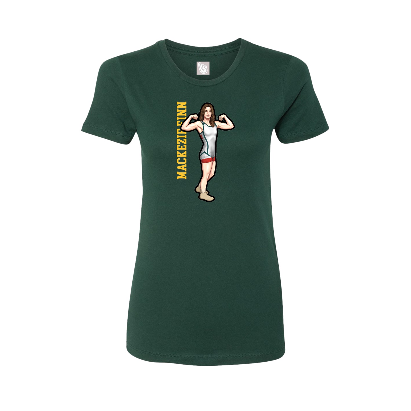 Fitted Women's Tee — Name Vertical in Green