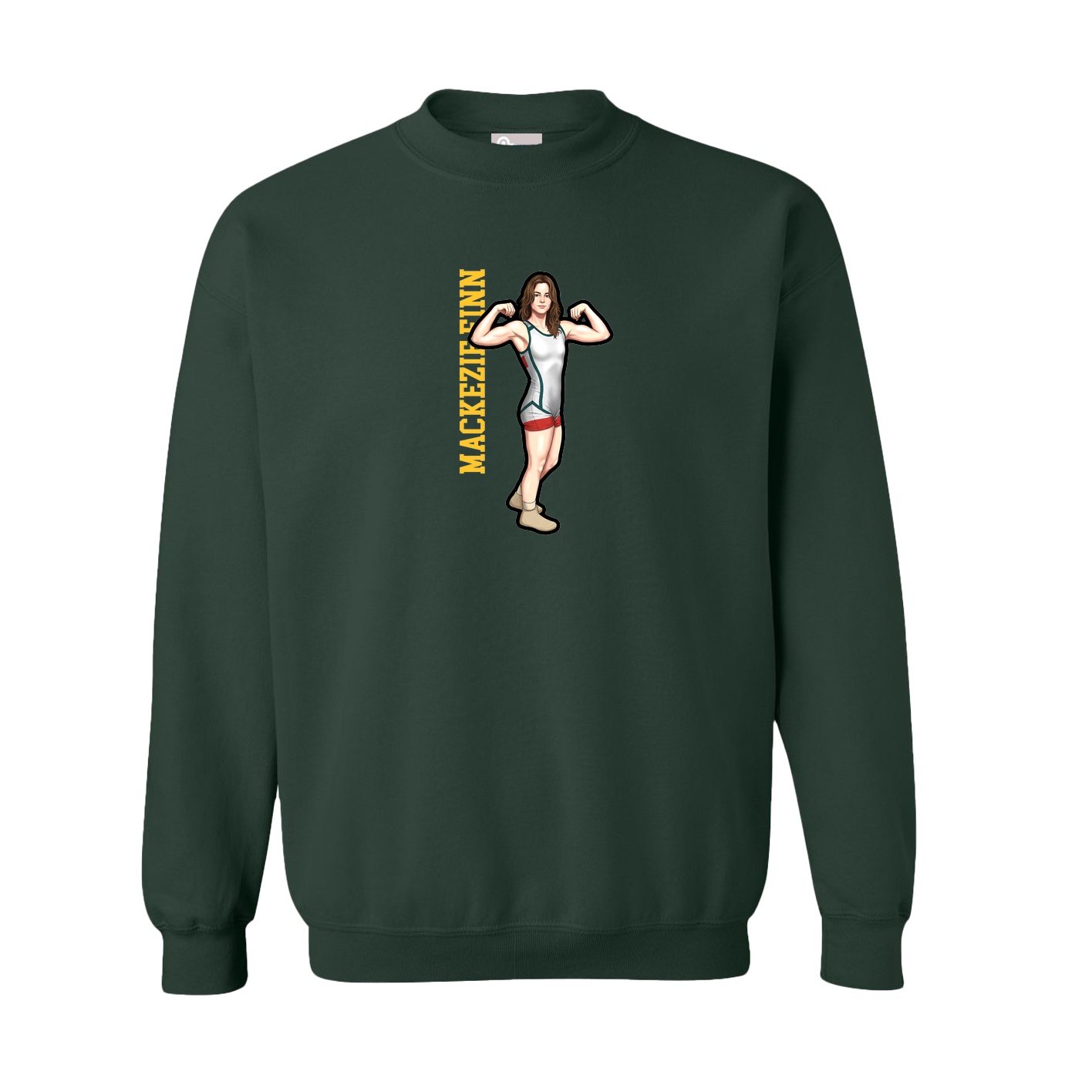 Fleece Crew — Name Vertical in Green