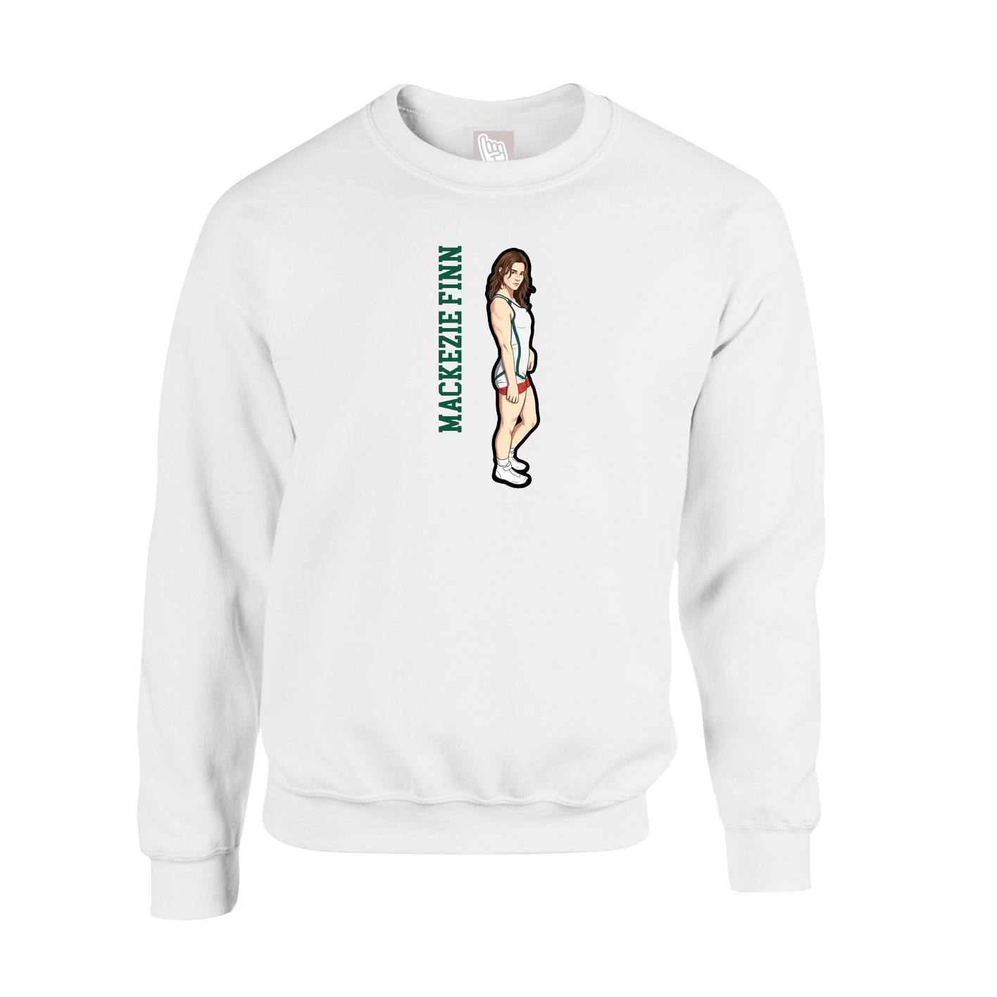 Fleece Crew — Name Vertical in White