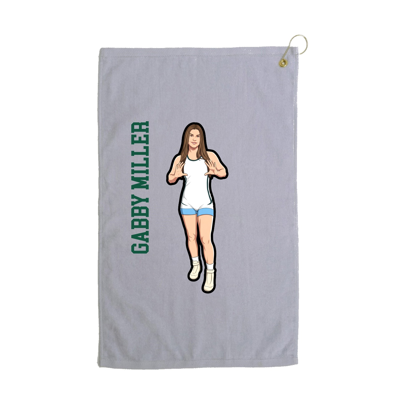 Golf Towel — Name Vertical in Grey