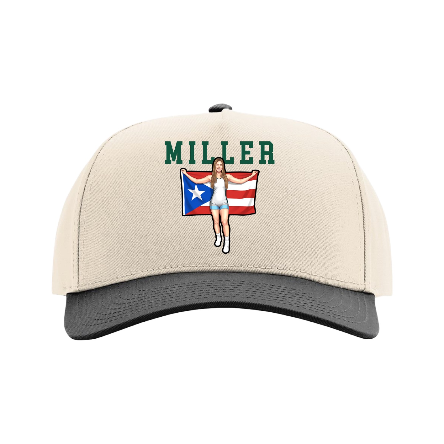 Full Fabric Five-Panel Champ Cap — Shirsey in Cream/Black