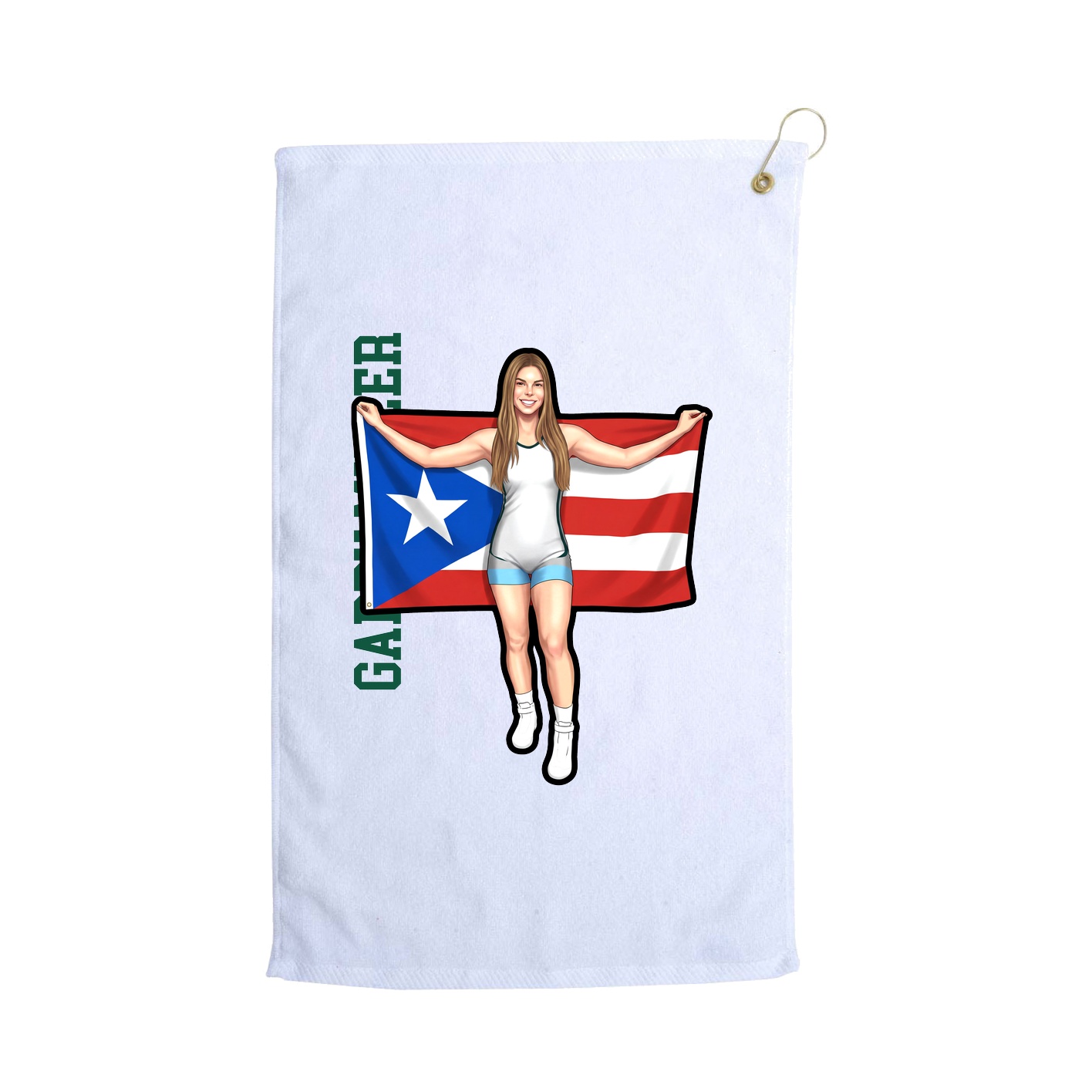 Golf Towel — Name Vertical in White