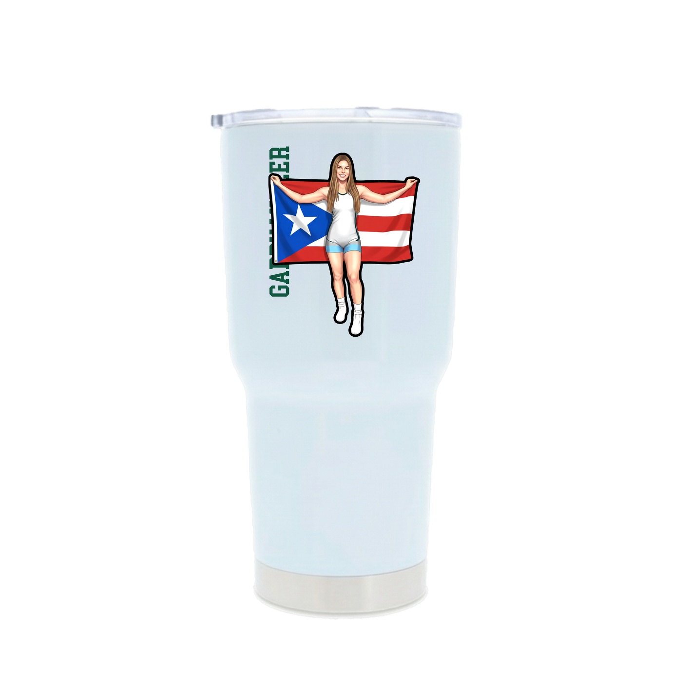 30oz Stainless Steel Tumbler — Name Vertical in White