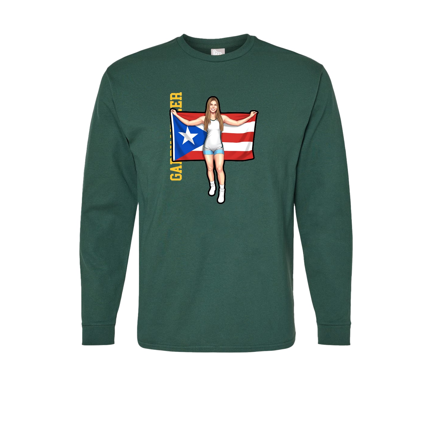 Long Sleeve Tee — Name Vertical in Green
