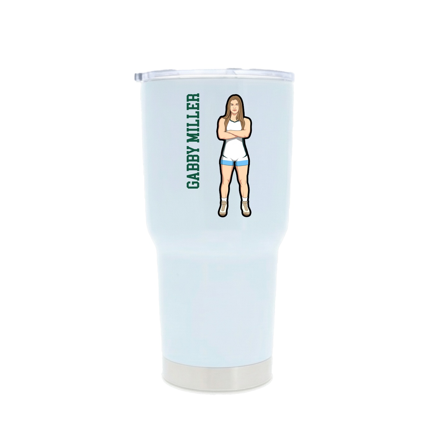 30oz Stainless Steel Tumbler — Name Vertical in White