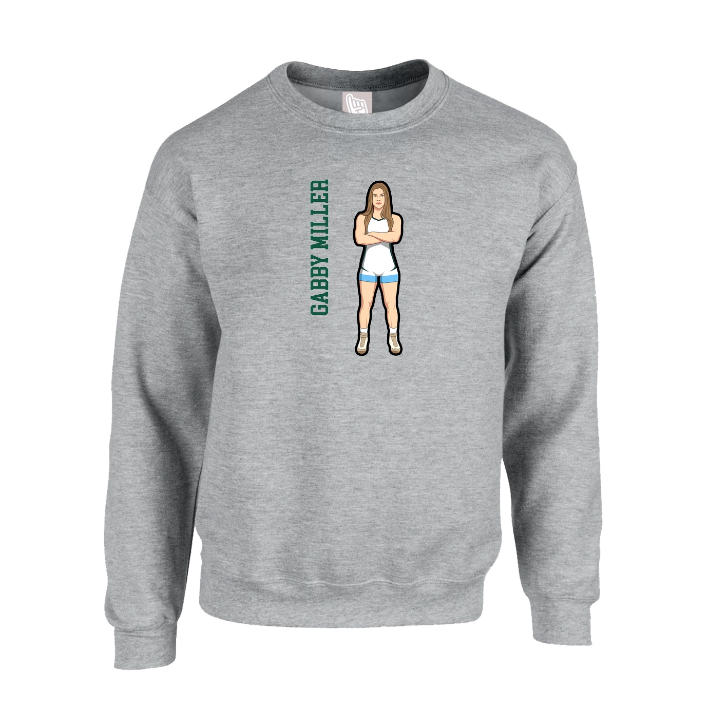 Fleece Crew — Name Vertical in Grey