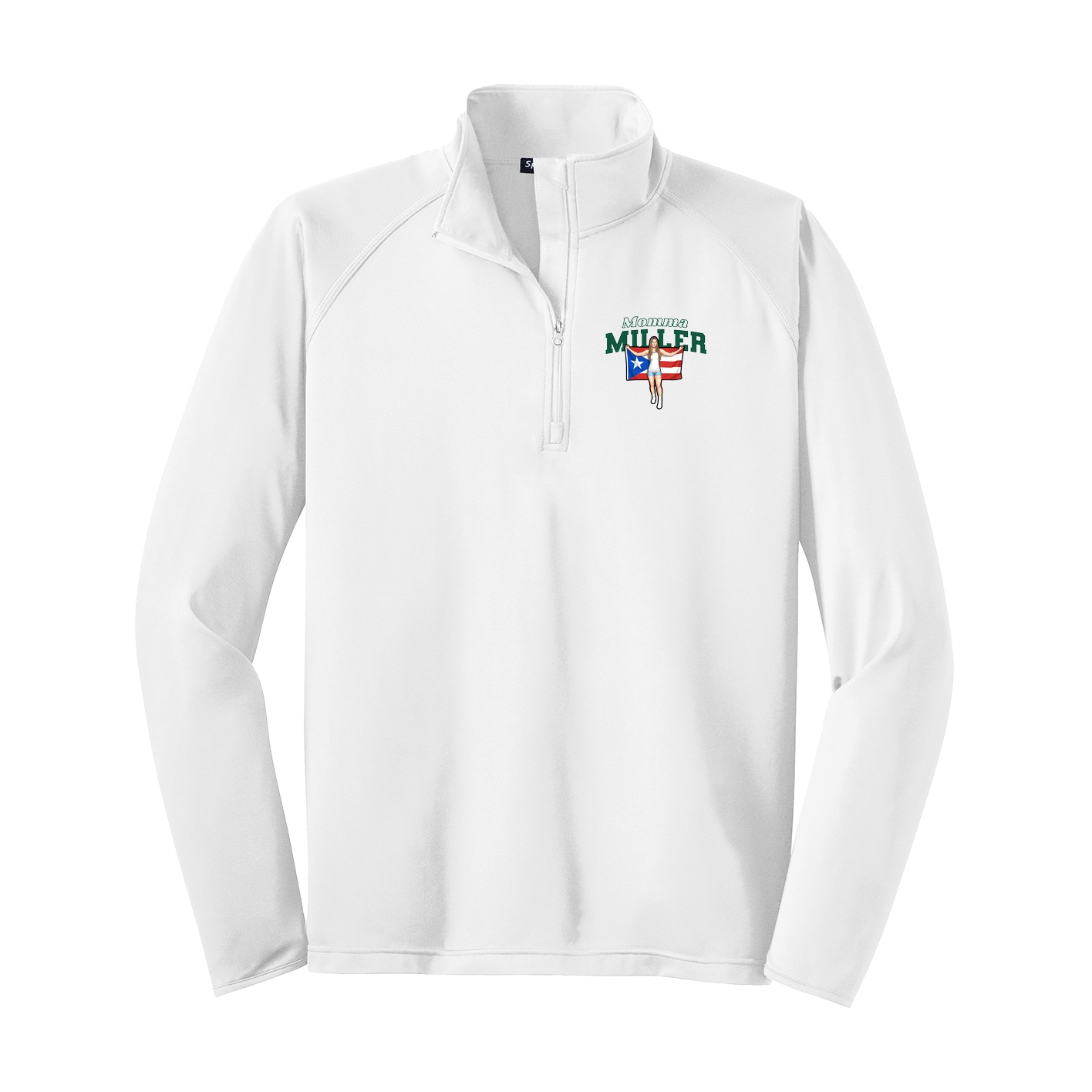 Q-Zip Pullover — Mothers Day Block in White