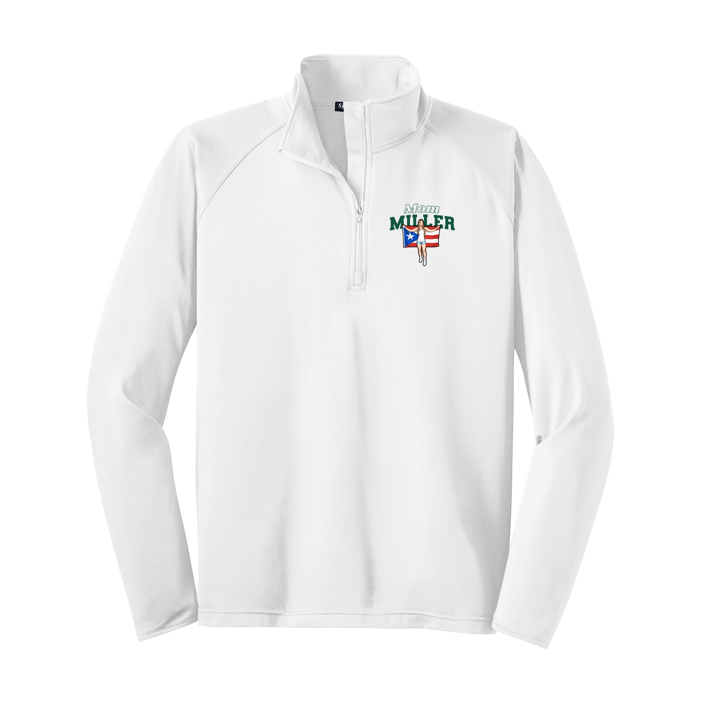 Q-Zip Pullover — Mothers Day Block in White