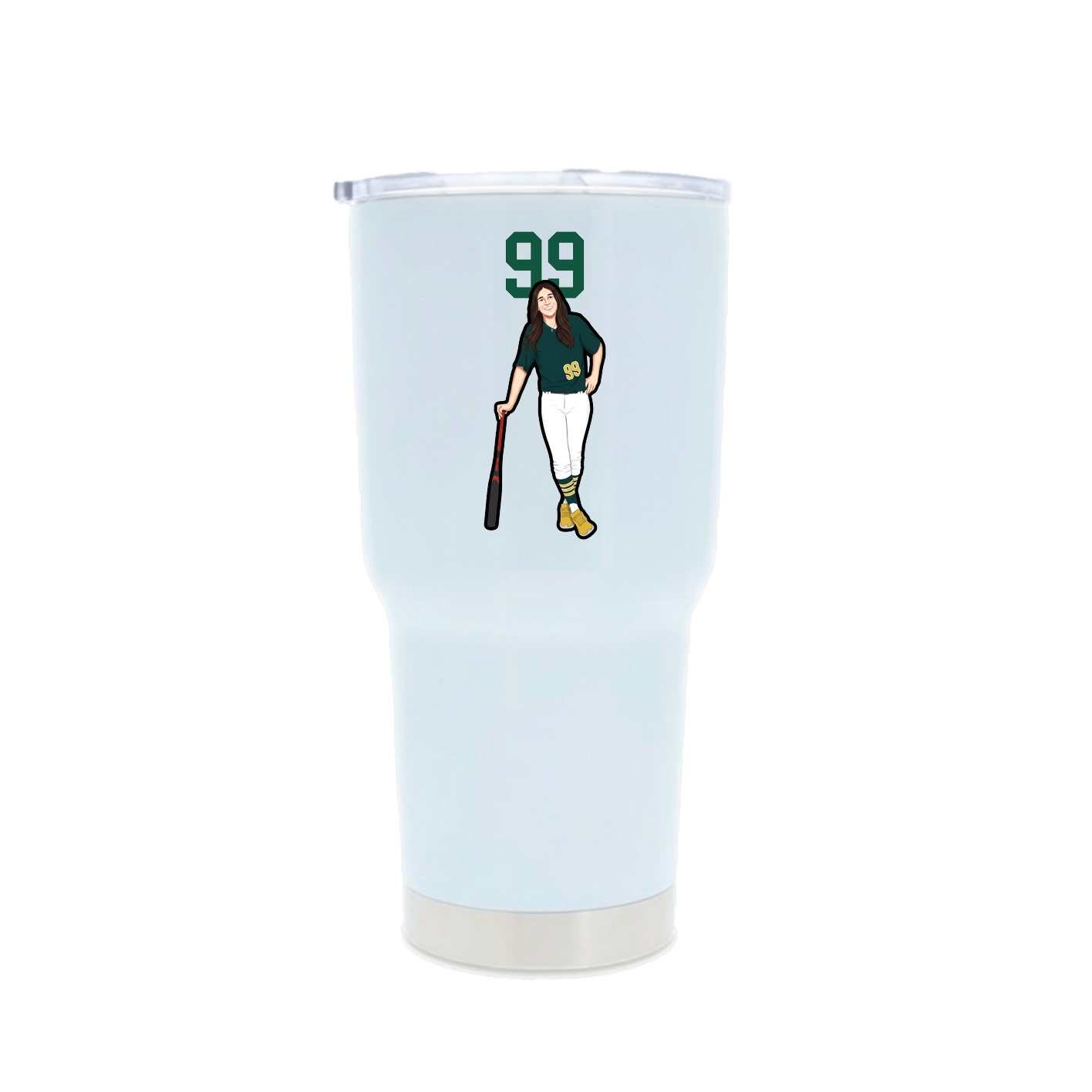 30oz Stainless Steel Tumbler — Number Top in White