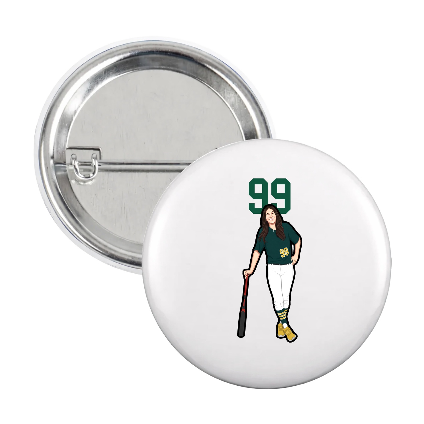 Game Day Button — Number Top in White