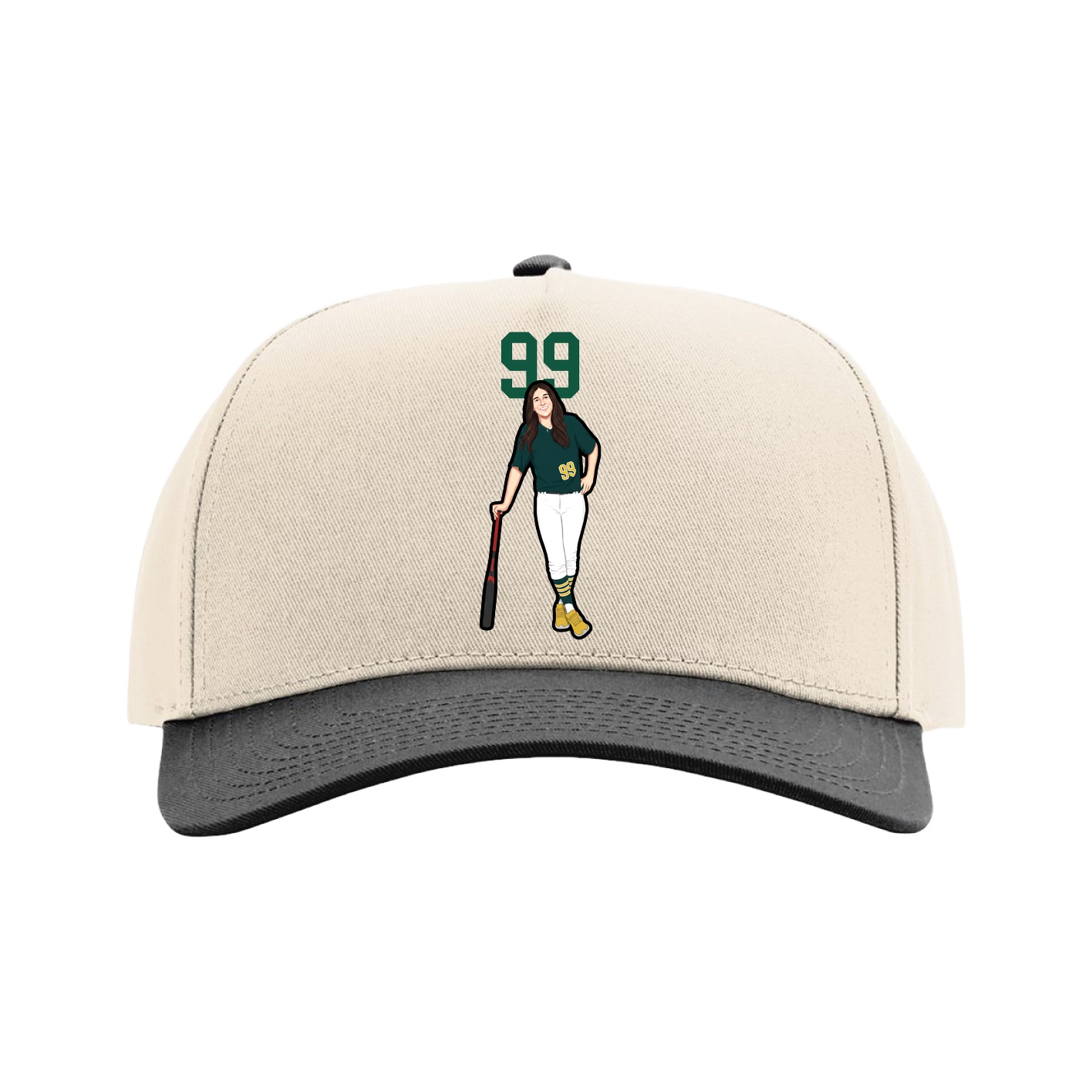 Full Fabric Five-Panel Champ Cap — Number Top in Cream/Black