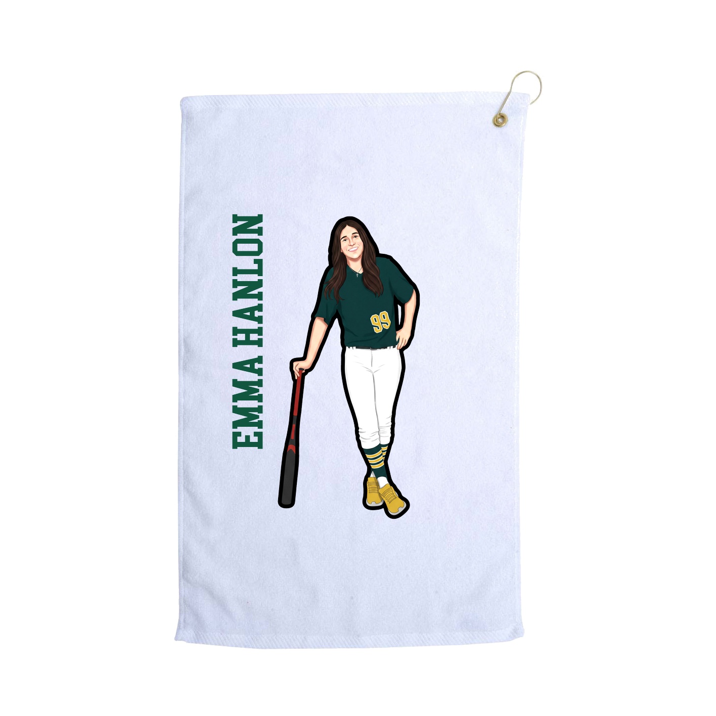 Golf Towel — Name Vertical in White