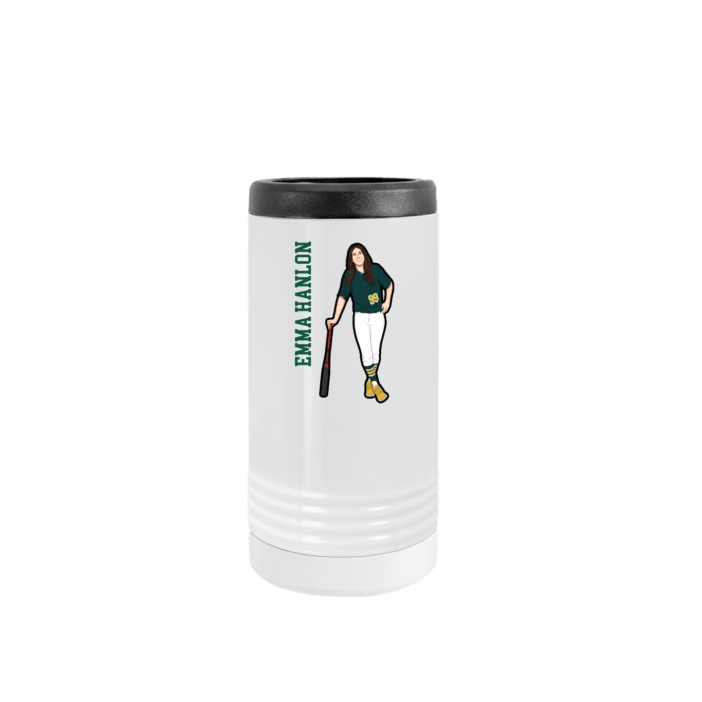 Slim Beverage Holder — Name Vertical in White