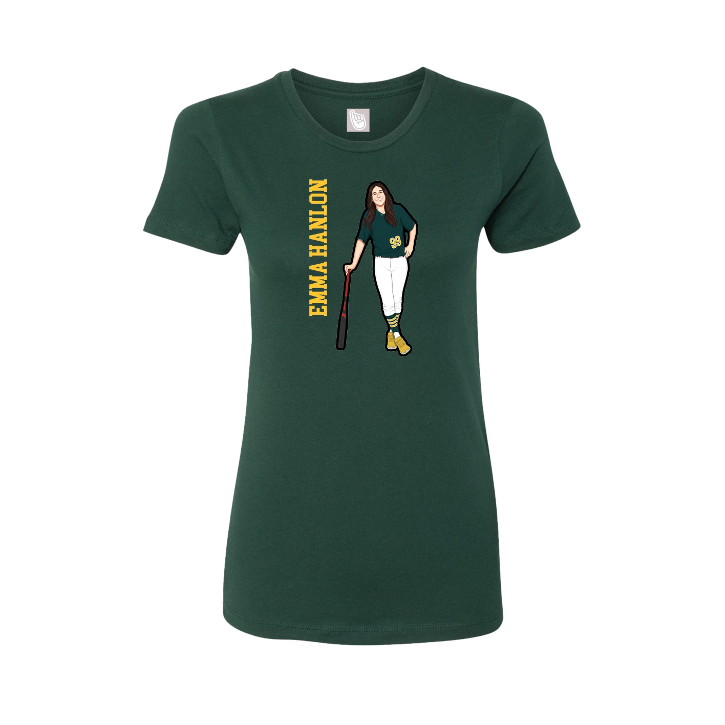 Womens Tee — Name Vertical in Green