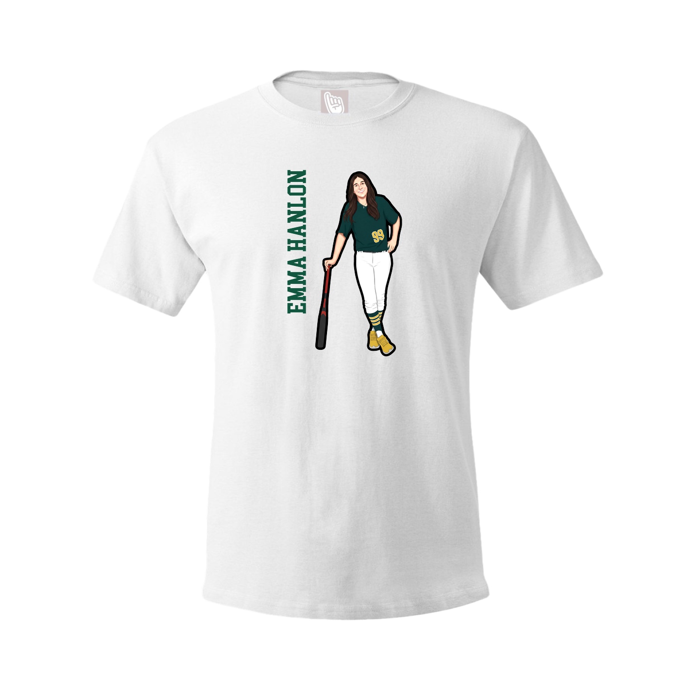 Youth Tee — Name Vertical in White