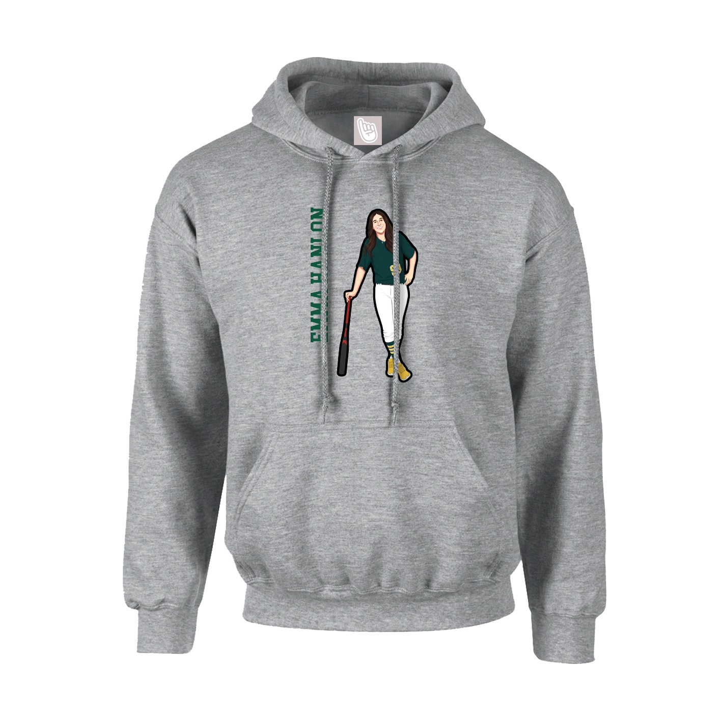 Youth Hoodie — Name Vertical in Grey