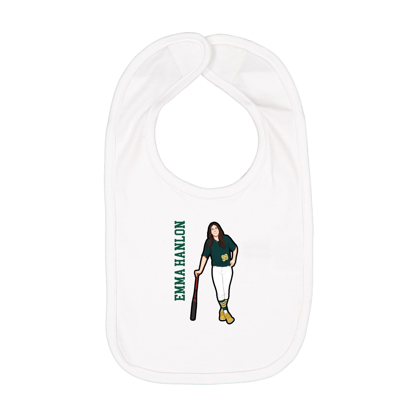 Infant Bib — Name Vertical in White