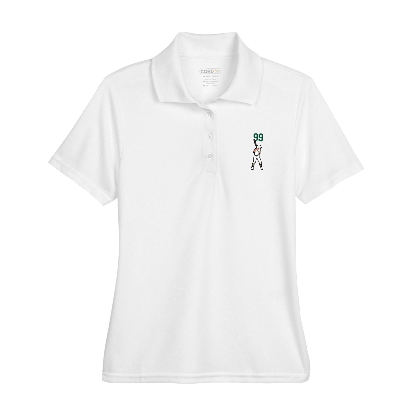 Womens Performance Polo — Number Top in White