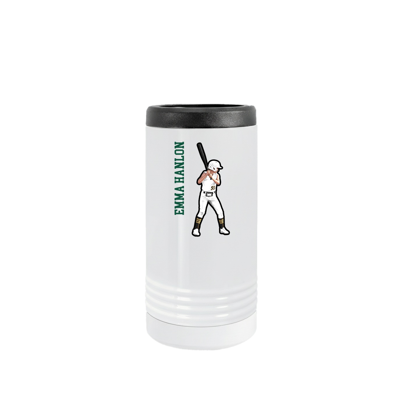 Slim Beverage Holder — Name Vertical in White