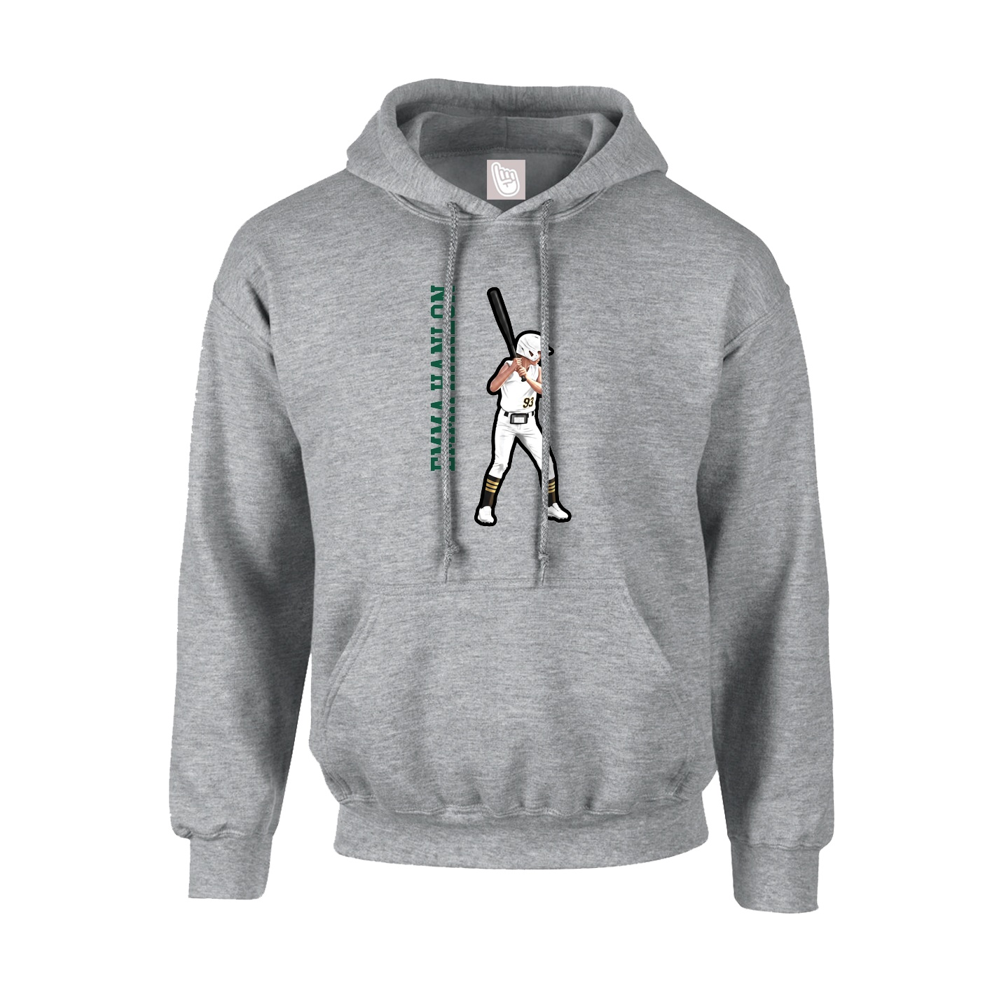 Youth Hoodie — Name Vertical in Grey