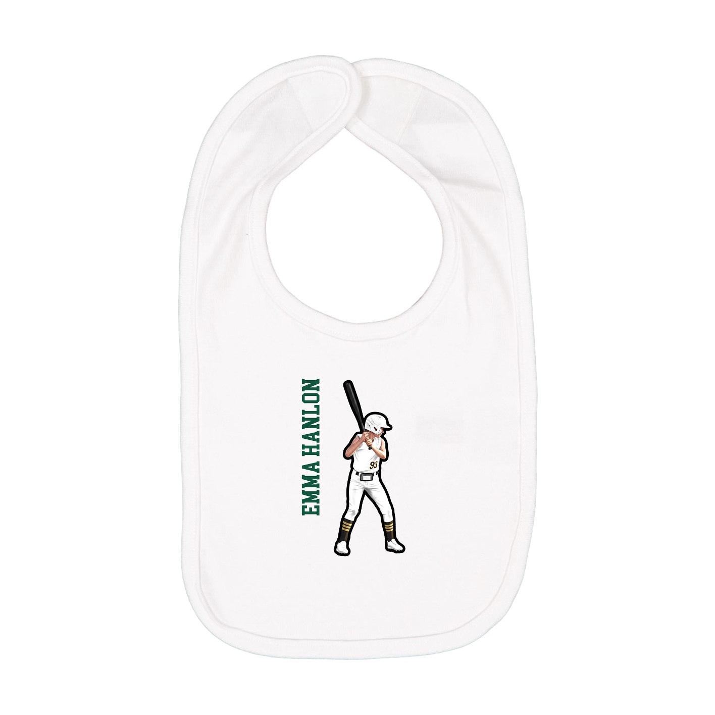 Infant Bib — Name Vertical in White