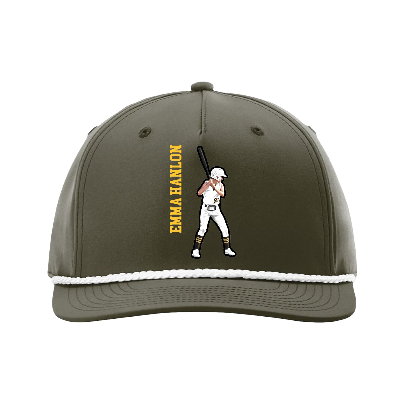 Five-Panel Classic Rope Cap — Name Vertical in Green