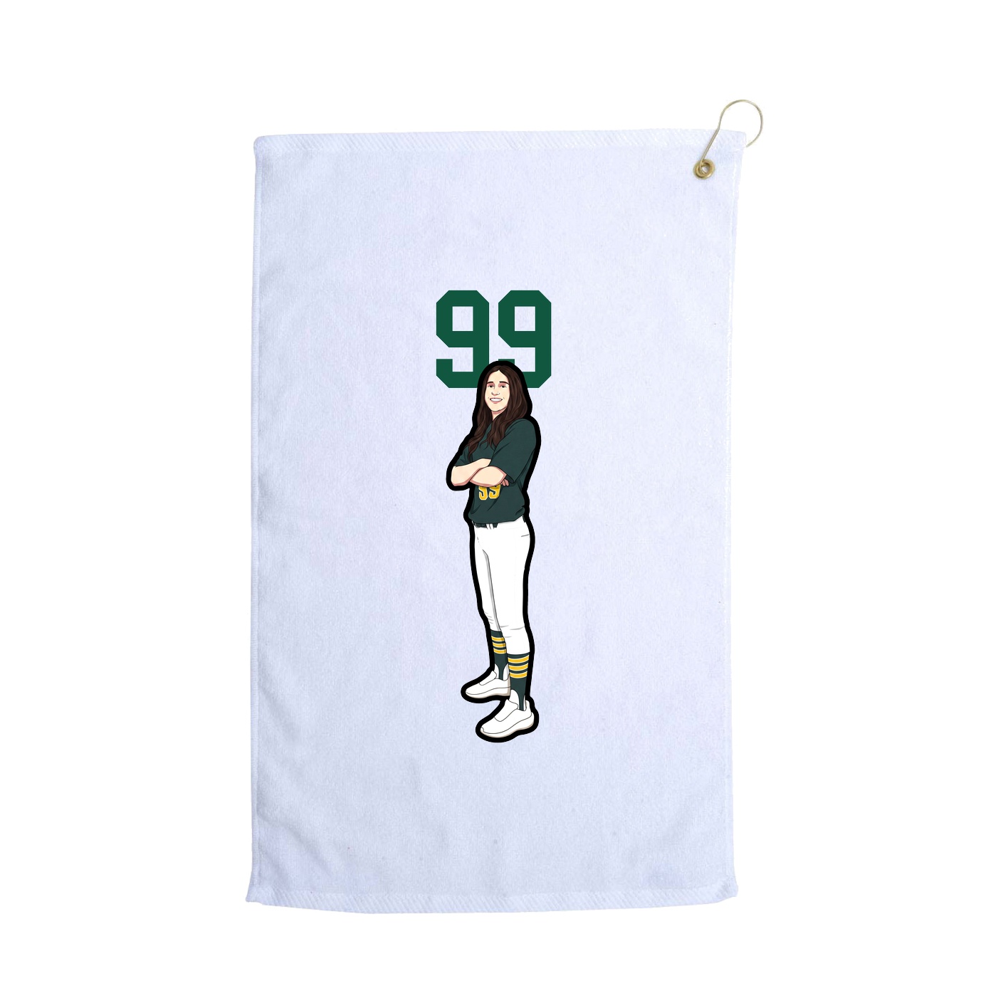 Golf Towel — Number Top in White