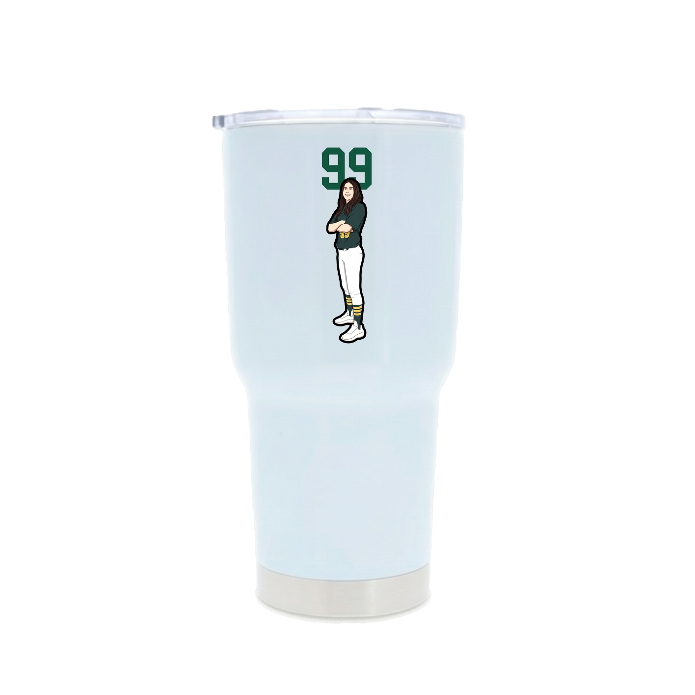30oz Stainless Steel Tumbler — Number Top in White