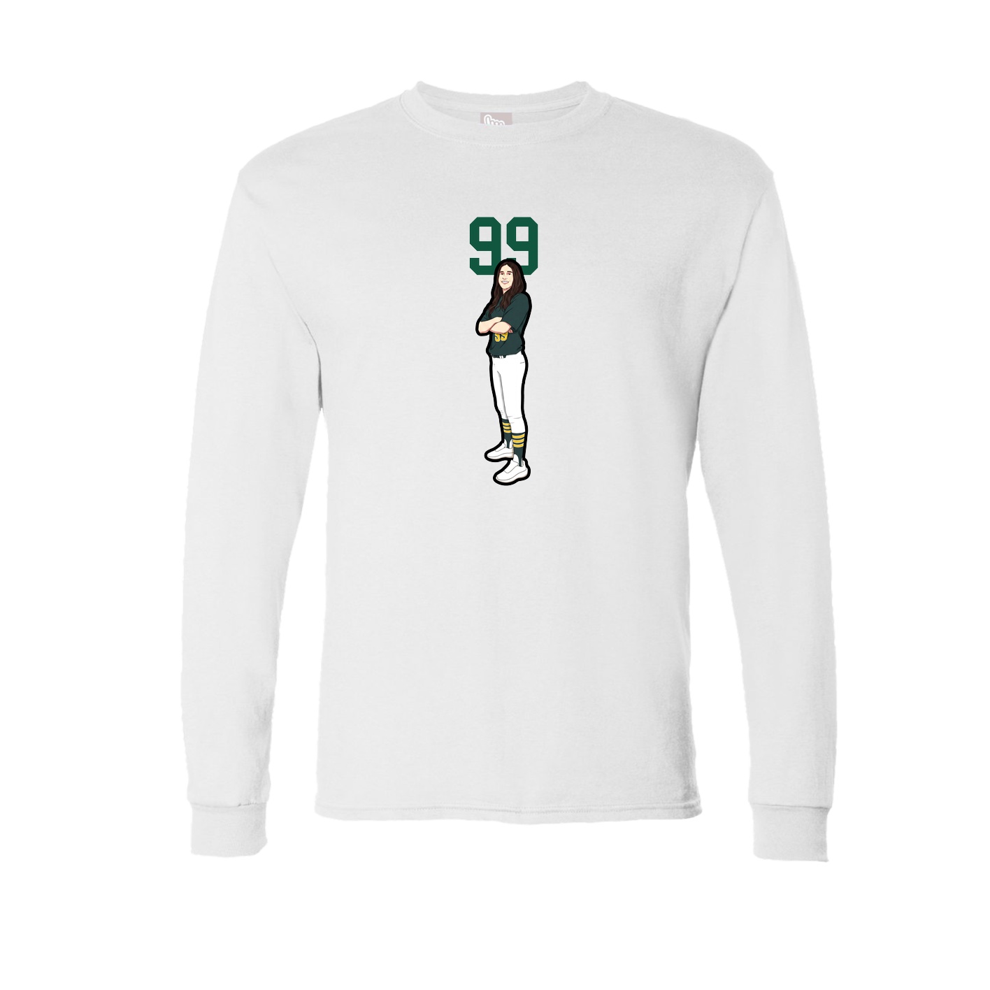 Long Sleeve Tee — Number Top in White