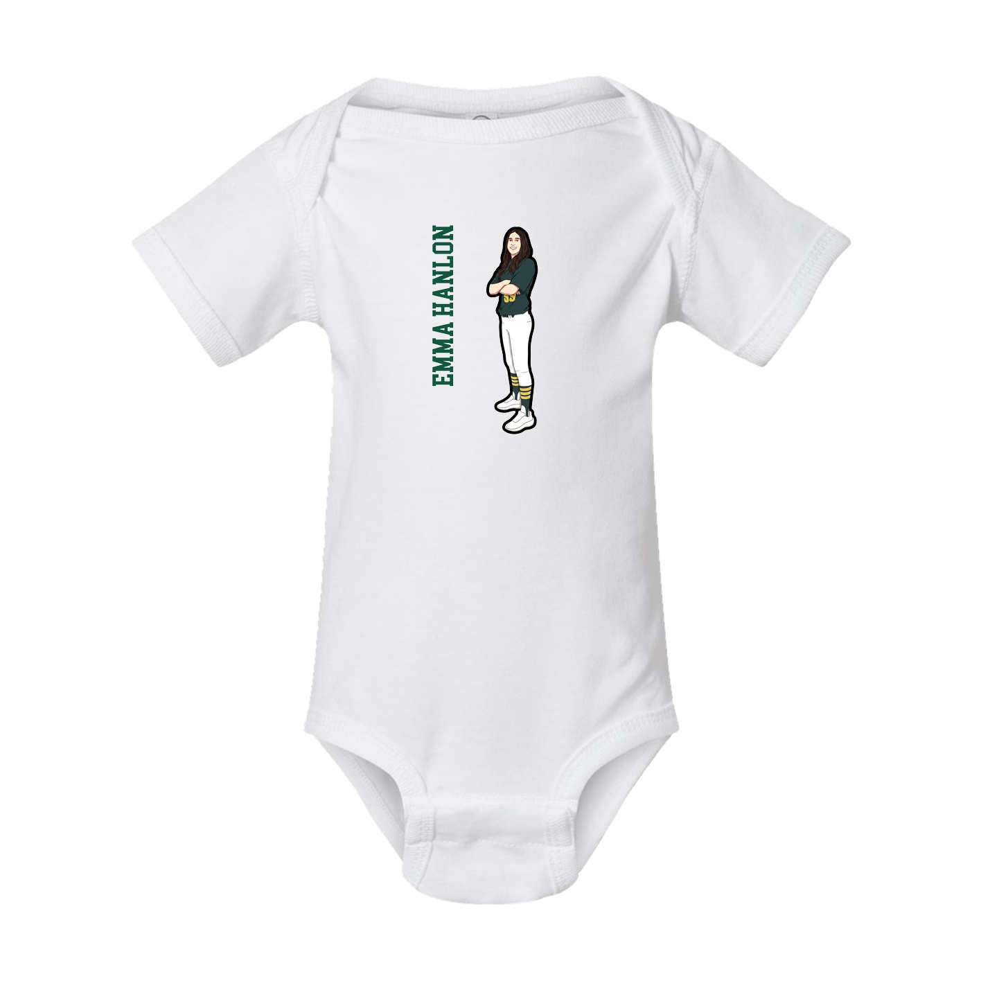 Baby Onesie — Name Vertical in White