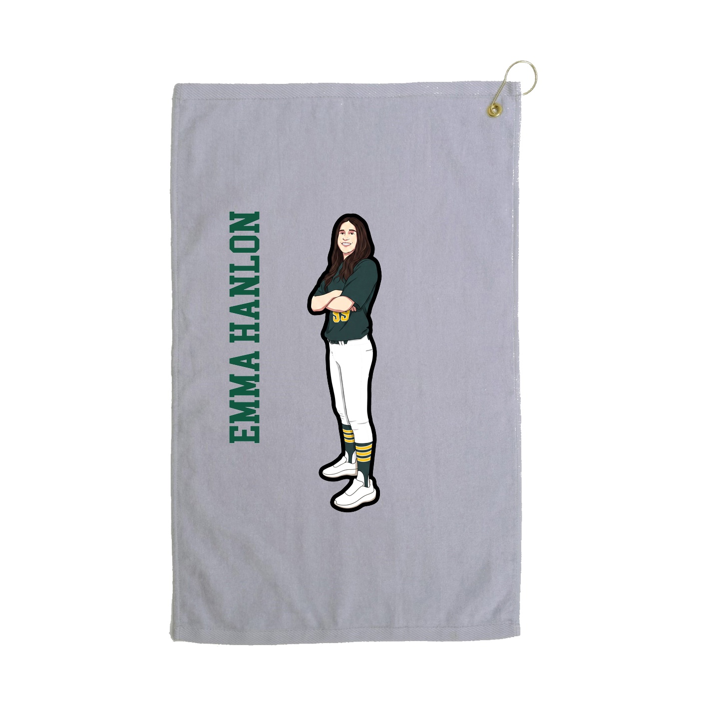 Golf Towel — Name Vertical in Grey