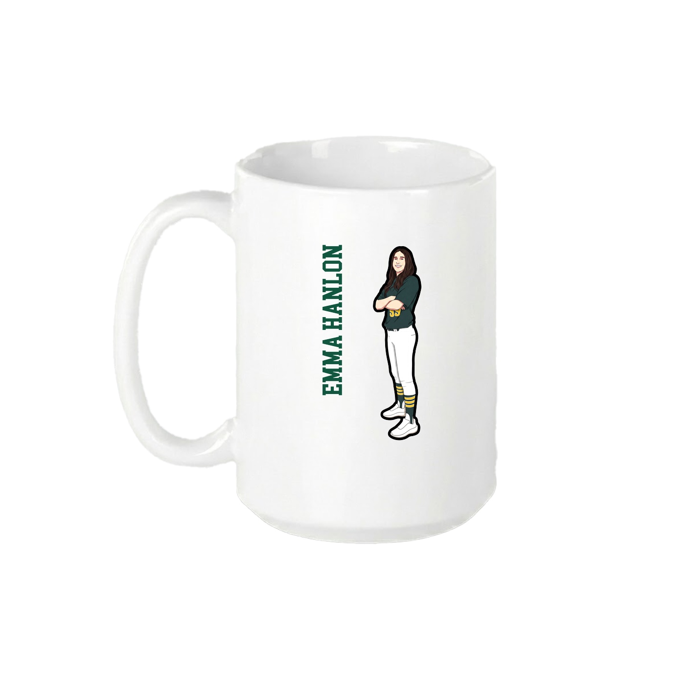 15oz Coffee Mug — Name Vertical in White