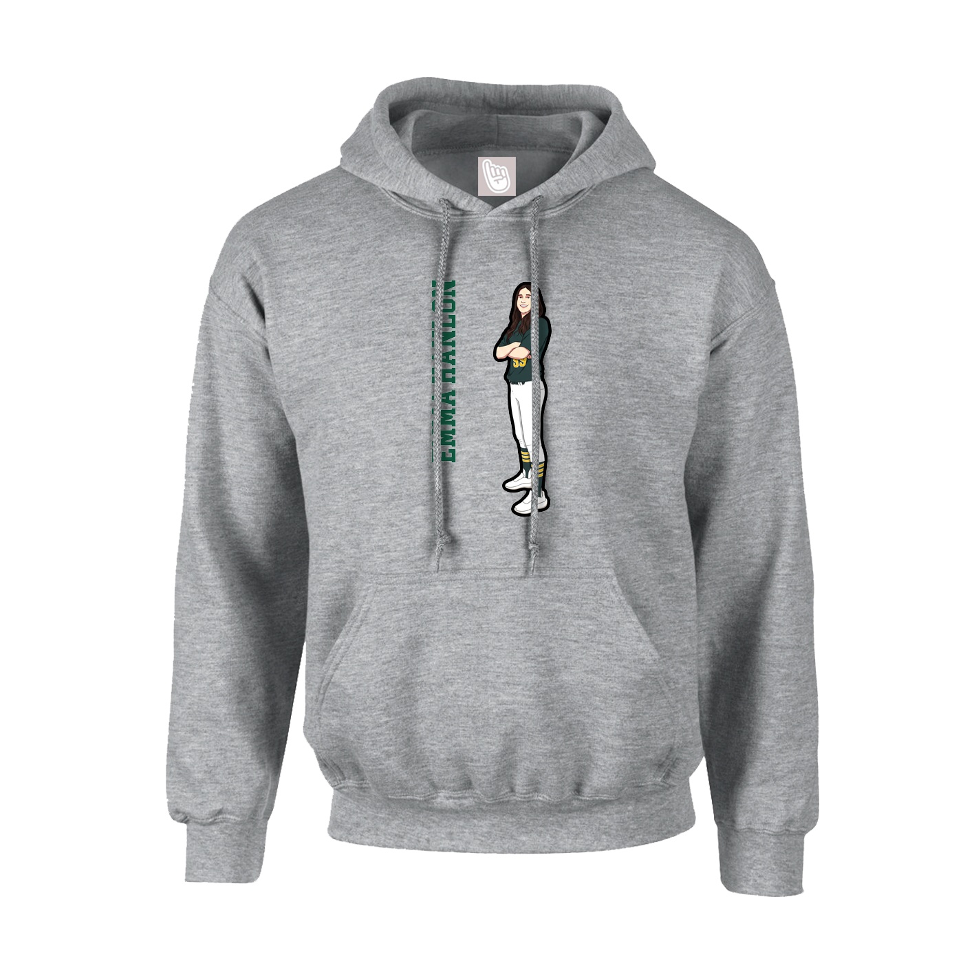 Hoodie — Name Vertical in Grey