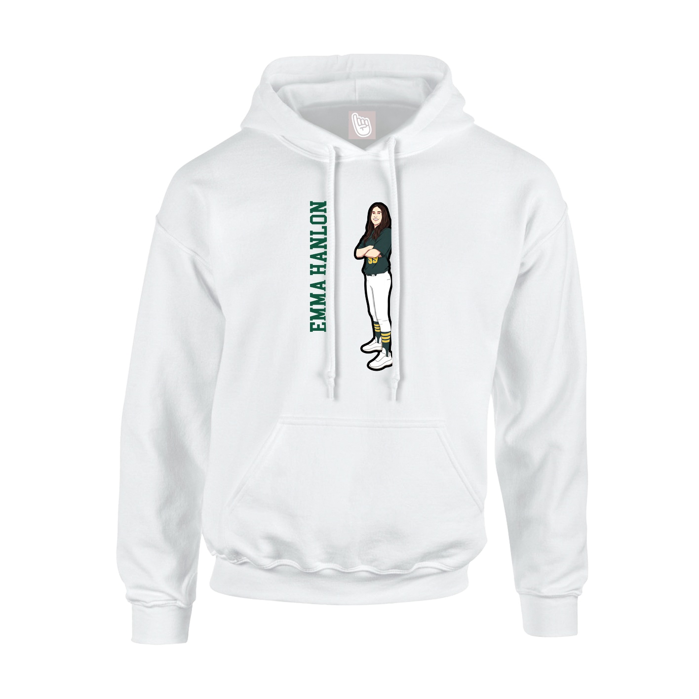Youth Hoodie — Name Vertical in White